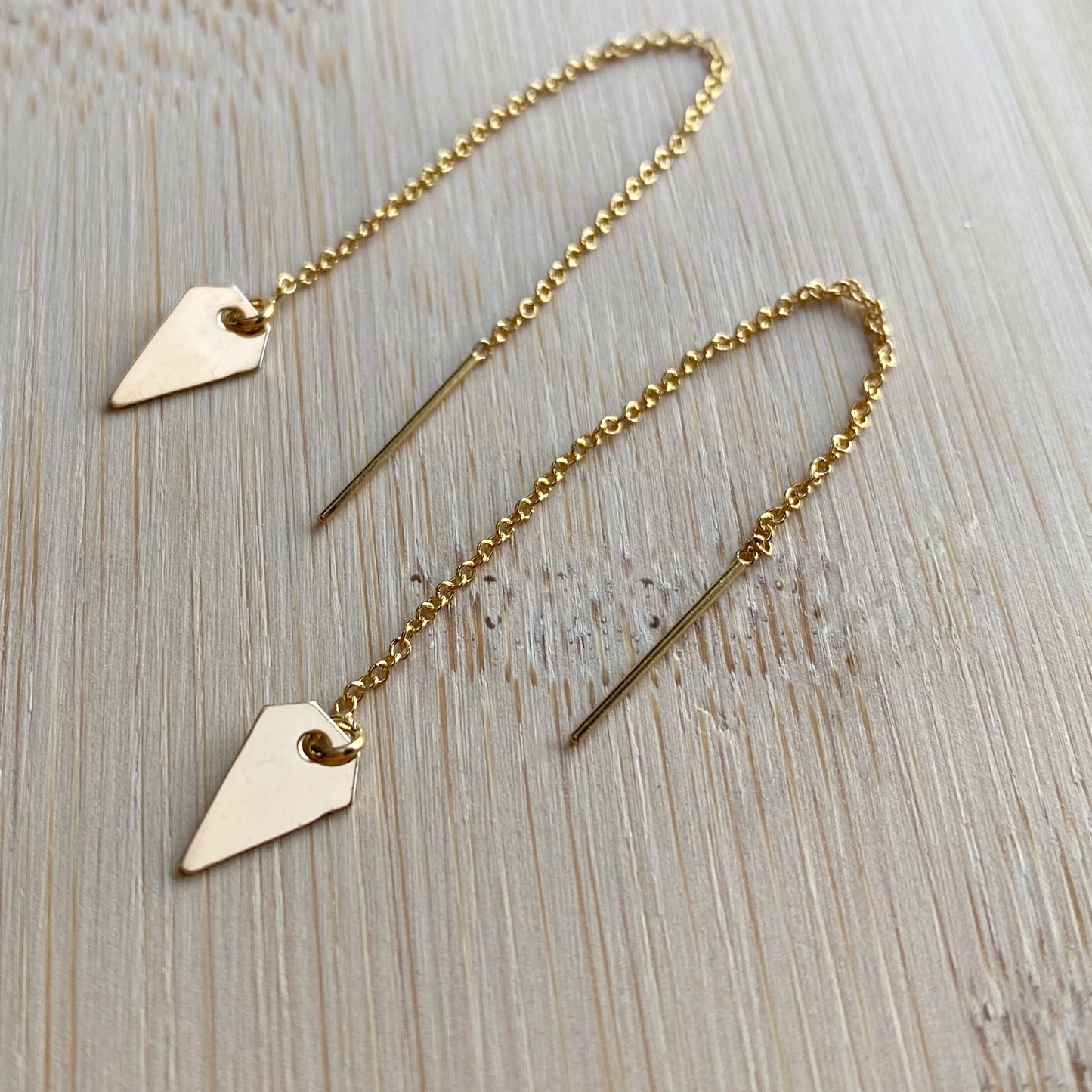 Gold Threader Earrings 14k GF Geometric Dangles