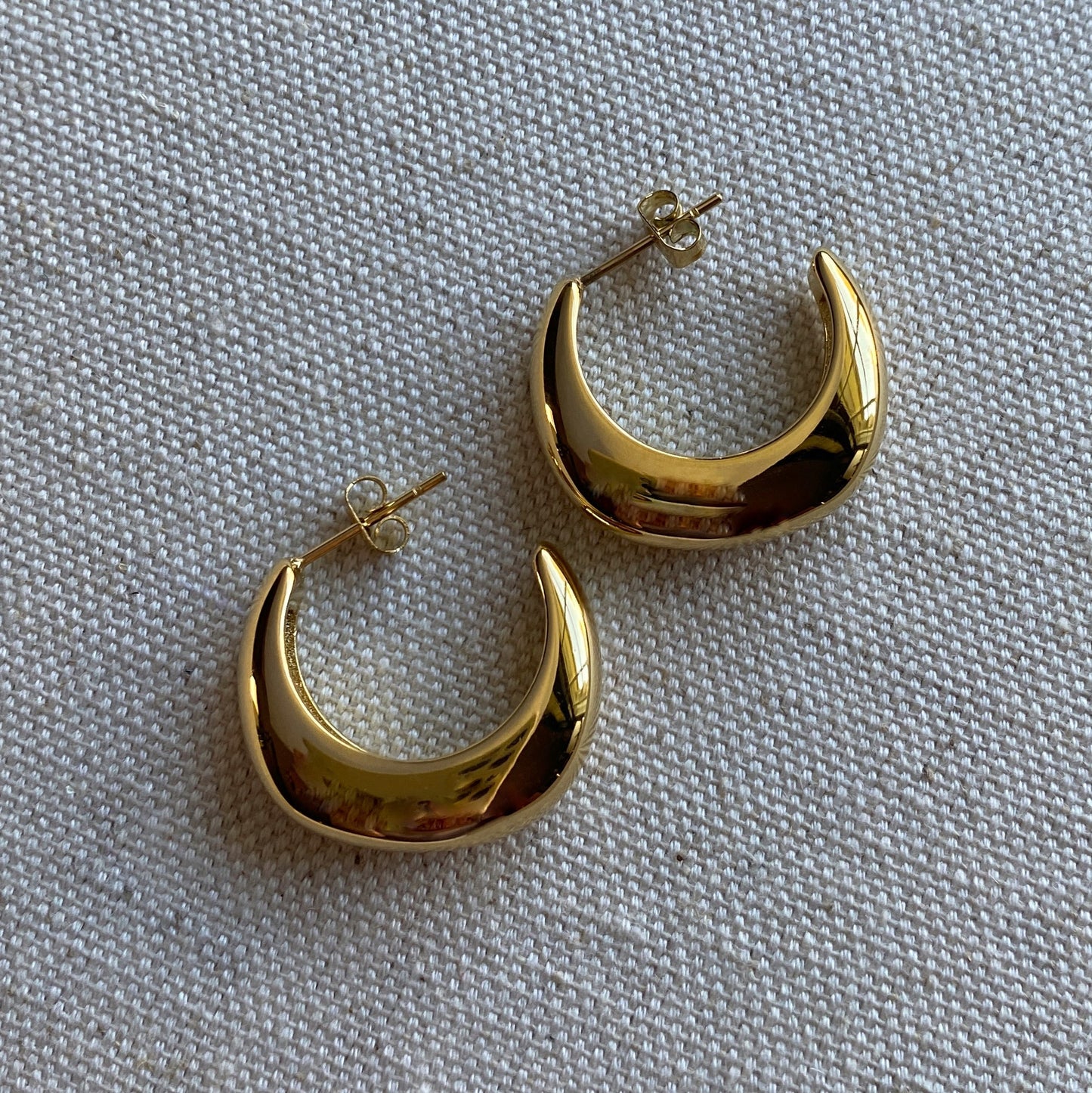 Chunky Hoop Earrings Stainless Steel Silver or Gold Waterproof Hoops