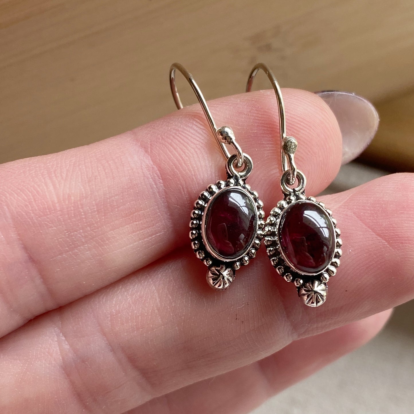 Gemstone Earrings French Ear Wires Sterling Silver Artisan Made One-of-a-kind