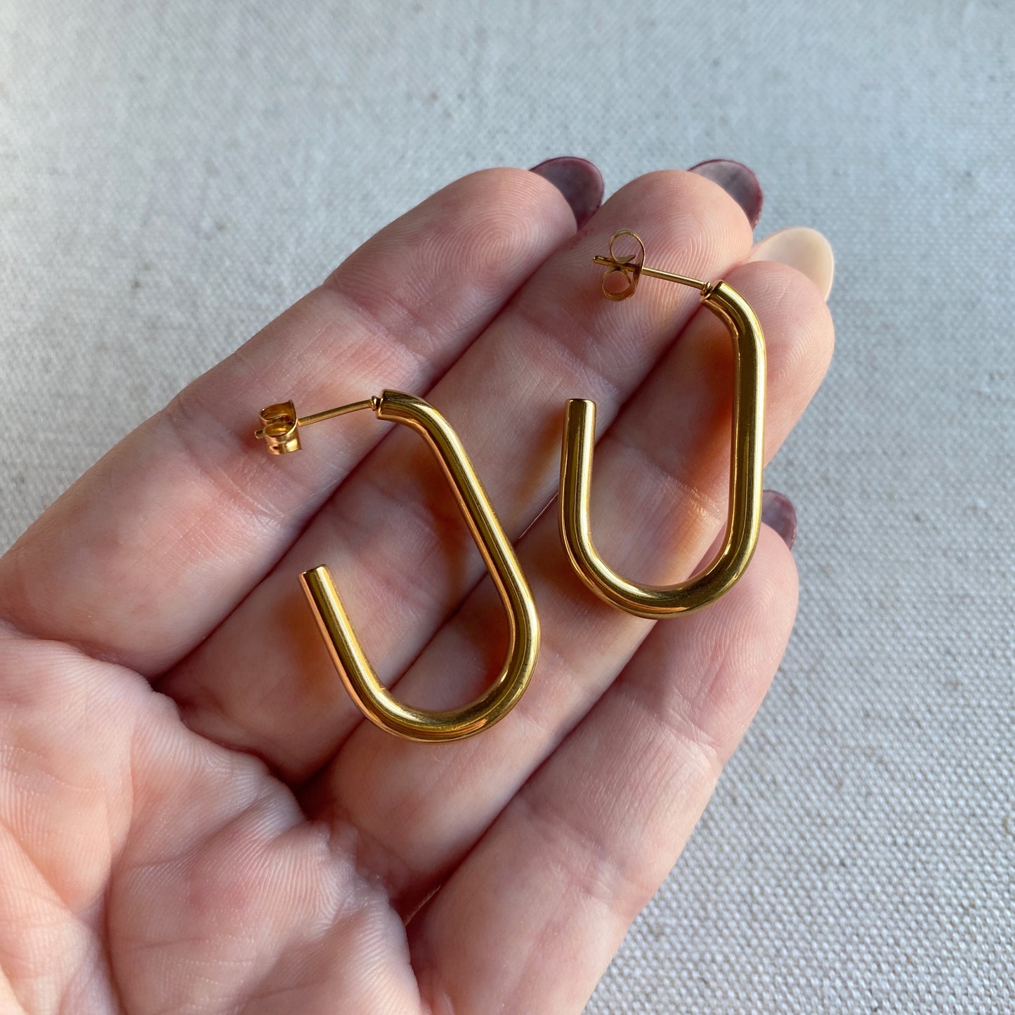 J Hoop Earrings Gold Stainless Steel Waterproof Hoops