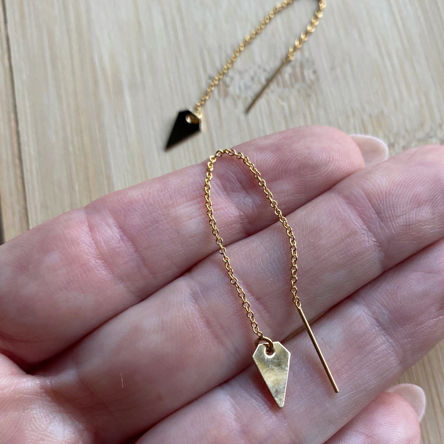 Gold Threader Earrings 14k GF Geometric Dangles