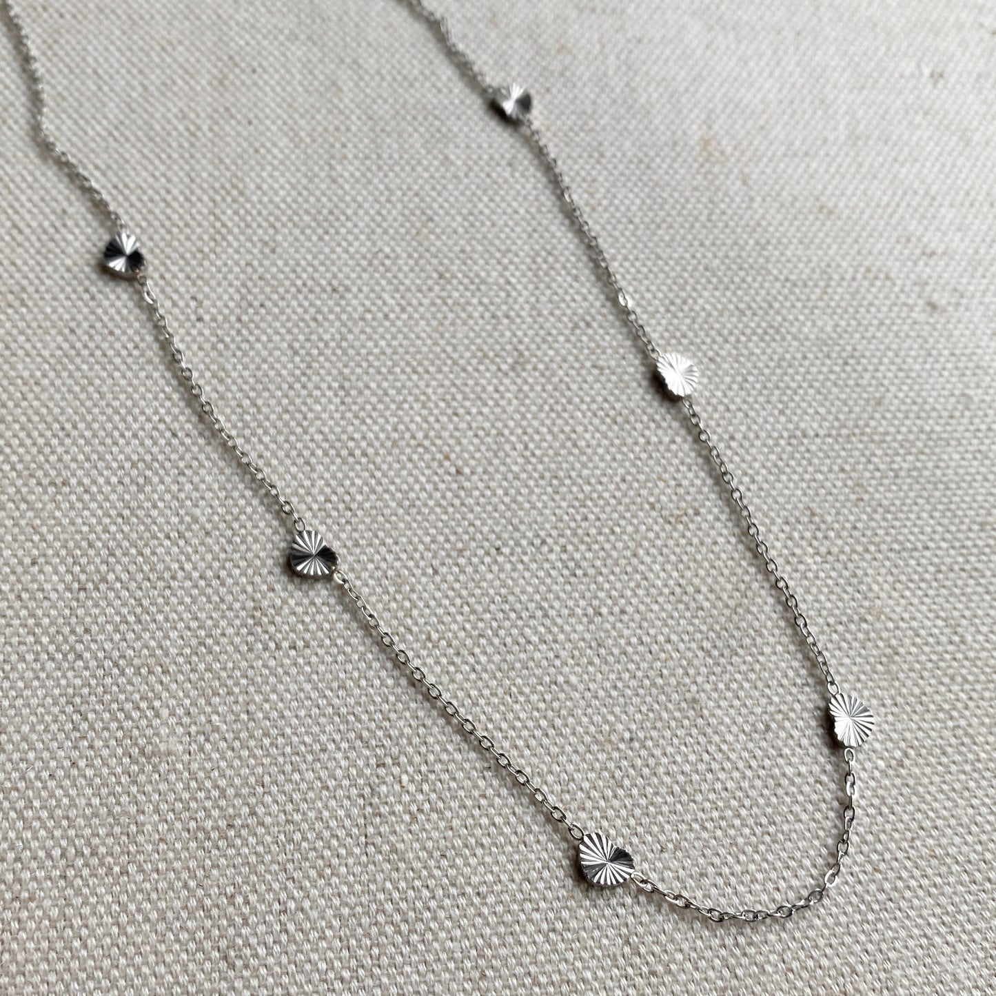 Fluted Heart Chain Stainless Steel Silver Waterproof Jewelry
