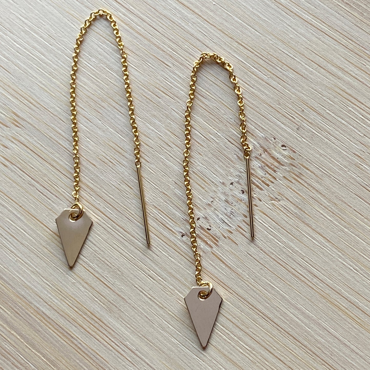 Gold Threader Earrings 14k GF Geometric Dangles