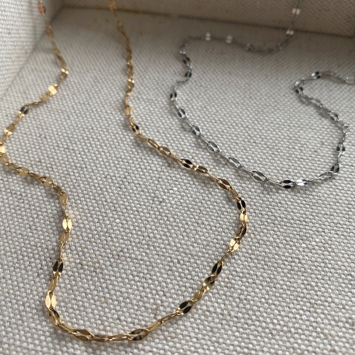 Lace Chain Stainless Steel Sparkly Necklace Gold or Silver Waterproof Jewelry