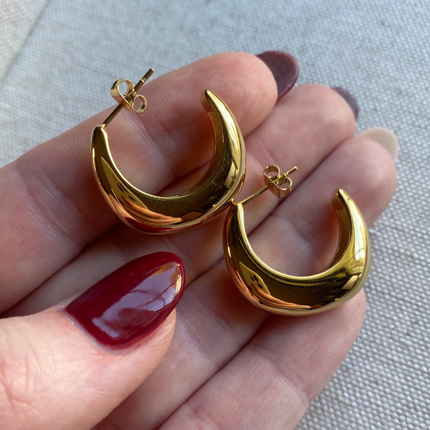 Chunky Hoop Earrings Stainless Steel Silver or Gold Waterproof Hoops