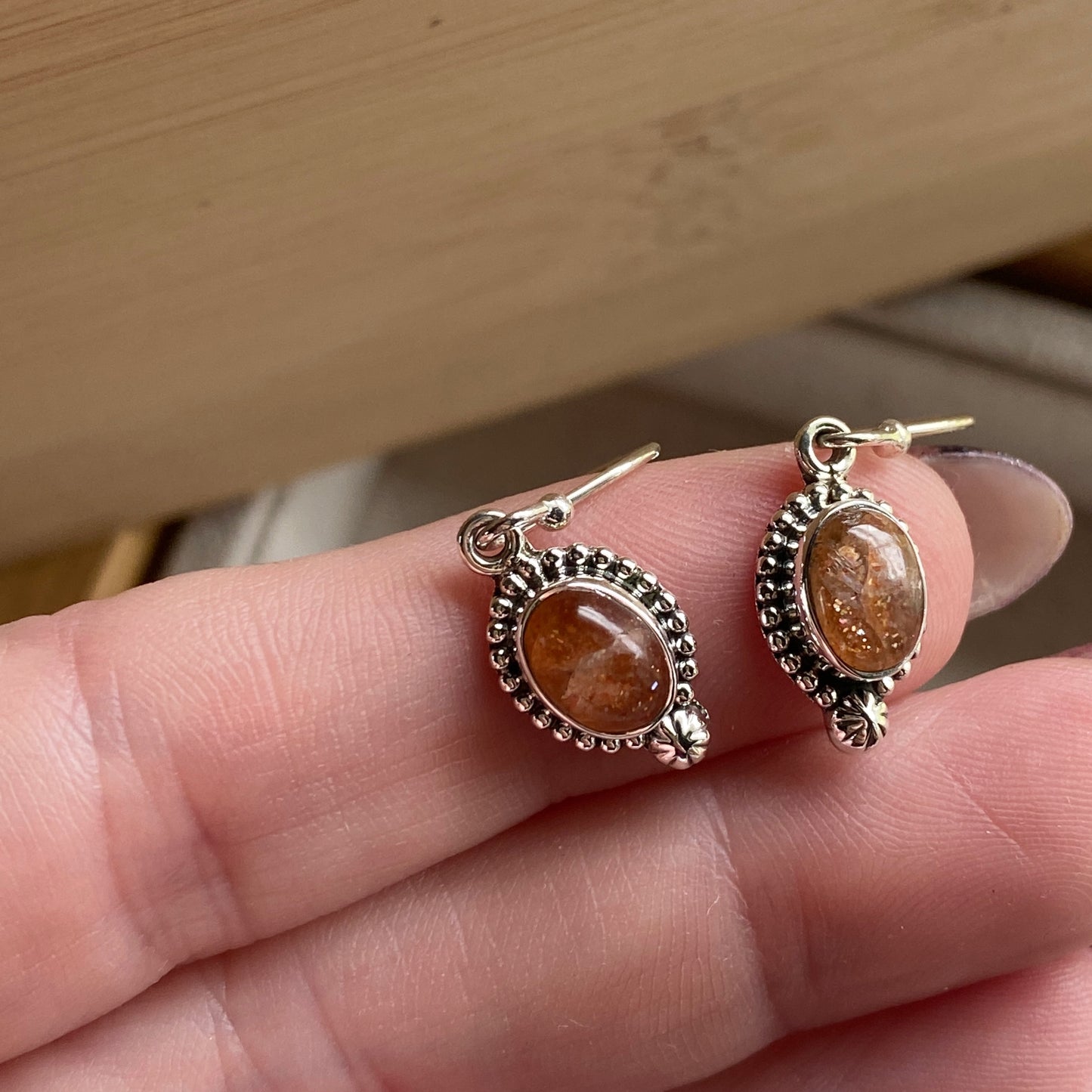 Gemstone Earrings French Ear Wires Sterling Silver Artisan Made One-of-a-kind
