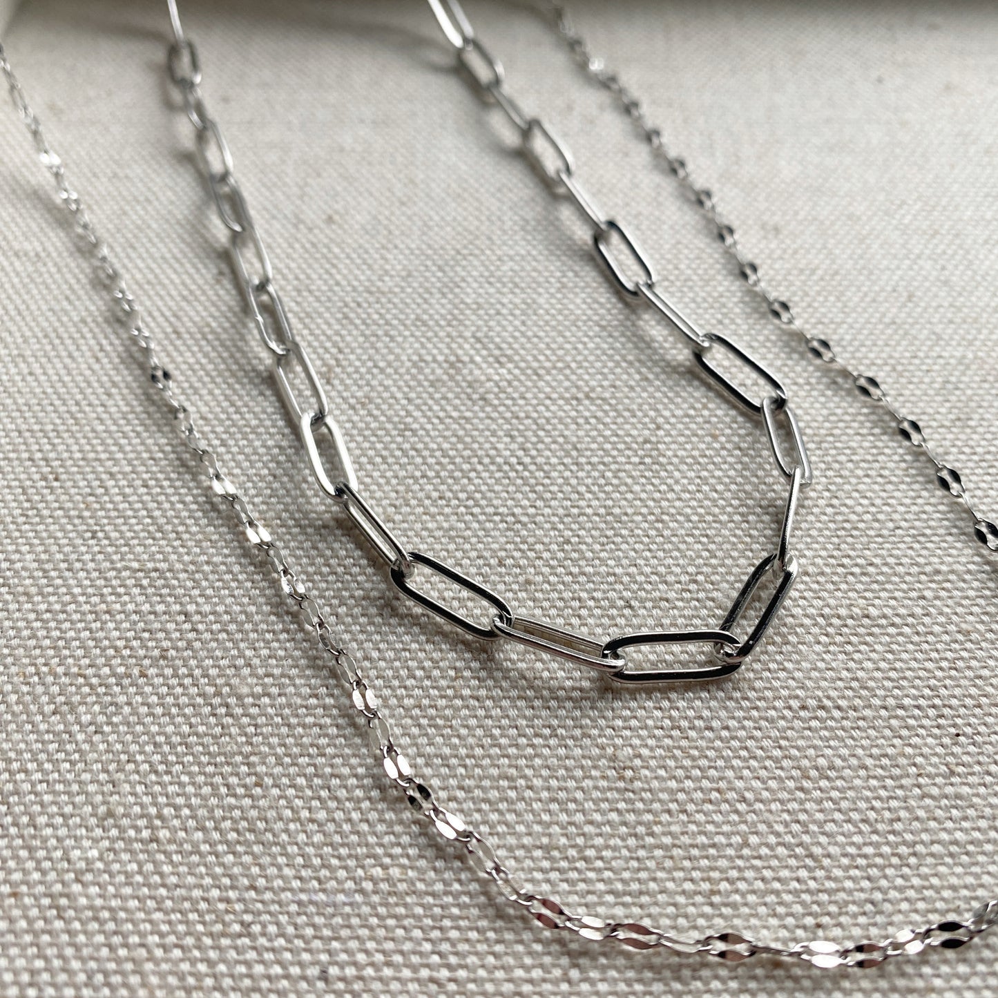 Lace Chain Stainless Steel Sparkly Necklace Gold or Silver Waterproof Jewelry