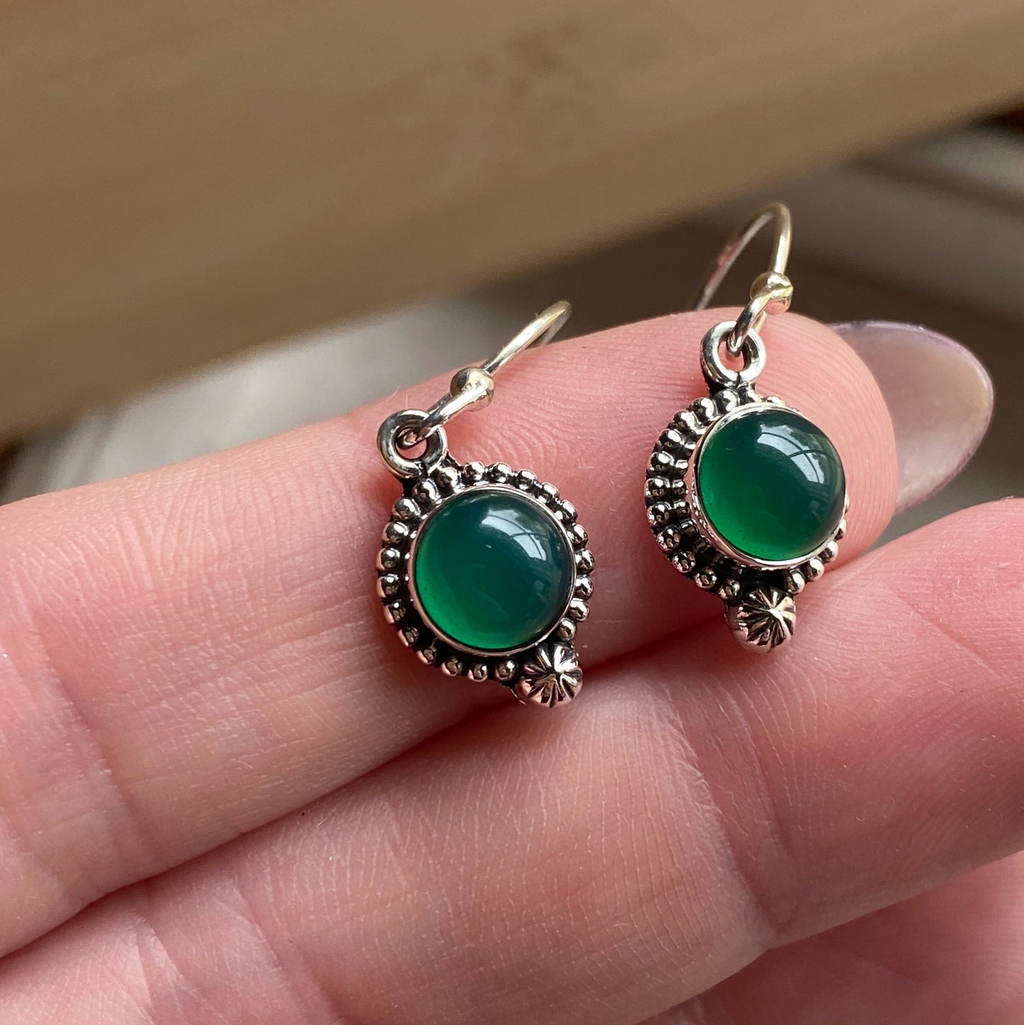 Gemstone Earrings French Ear Wires Sterling Silver Artisan Made One-of-a-kind