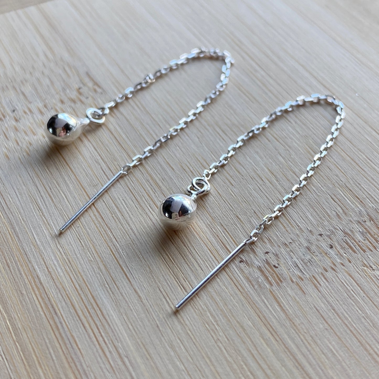 Ear Threader Earrings Sterling Silver Teardrop