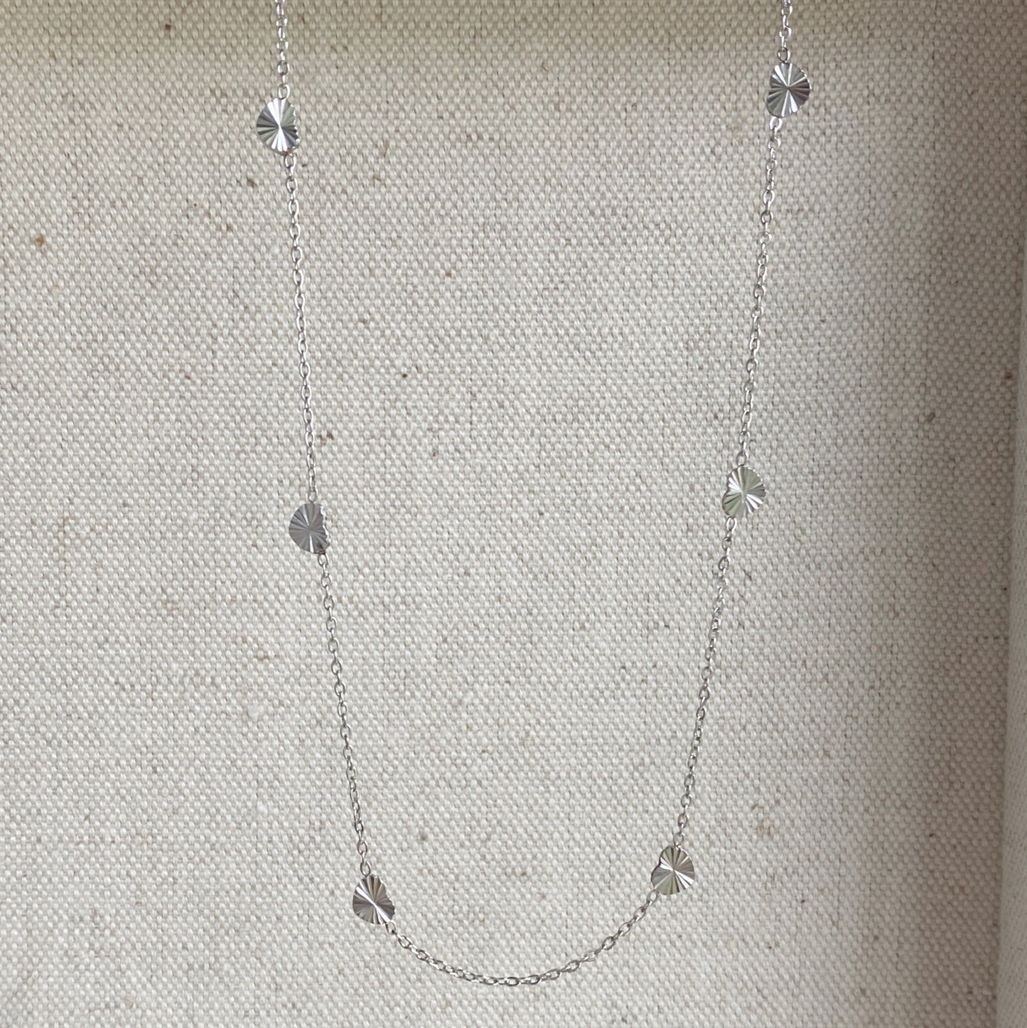 Fluted Heart Chain Stainless Steel Silver Waterproof Jewelry