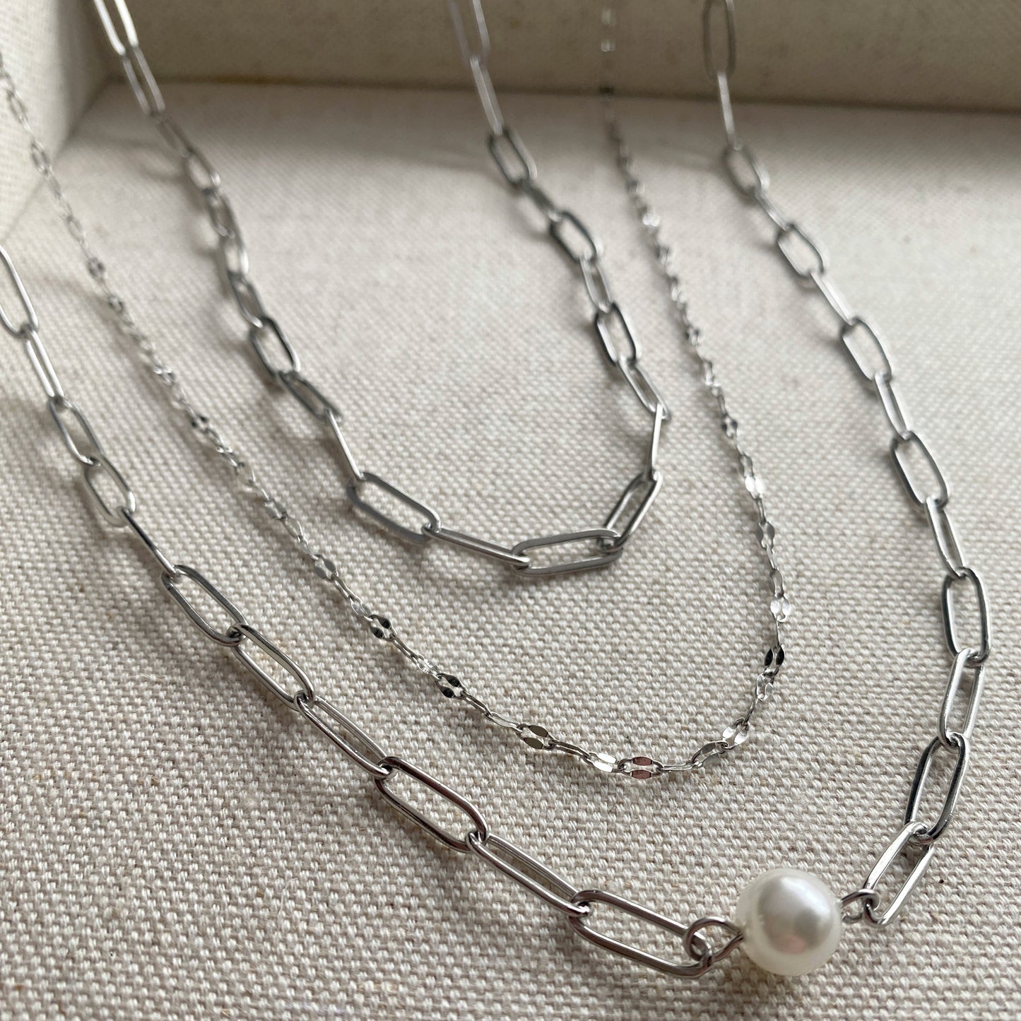 Lace Chain Stainless Steel Sparkly Necklace Gold or Silver Waterproof Jewelry