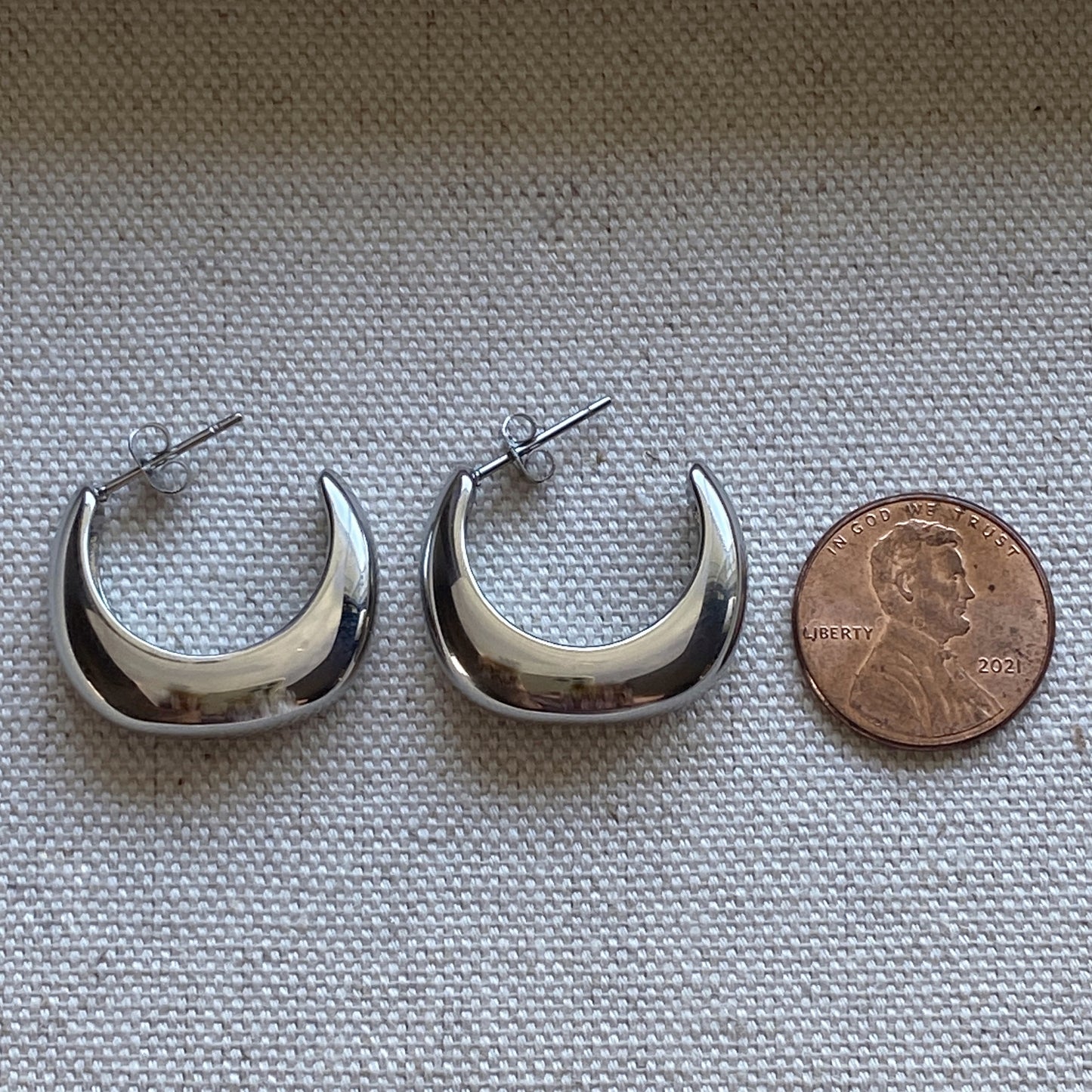 Chunky Hoop Earrings Stainless Steel Silver or Gold Waterproof Hoops