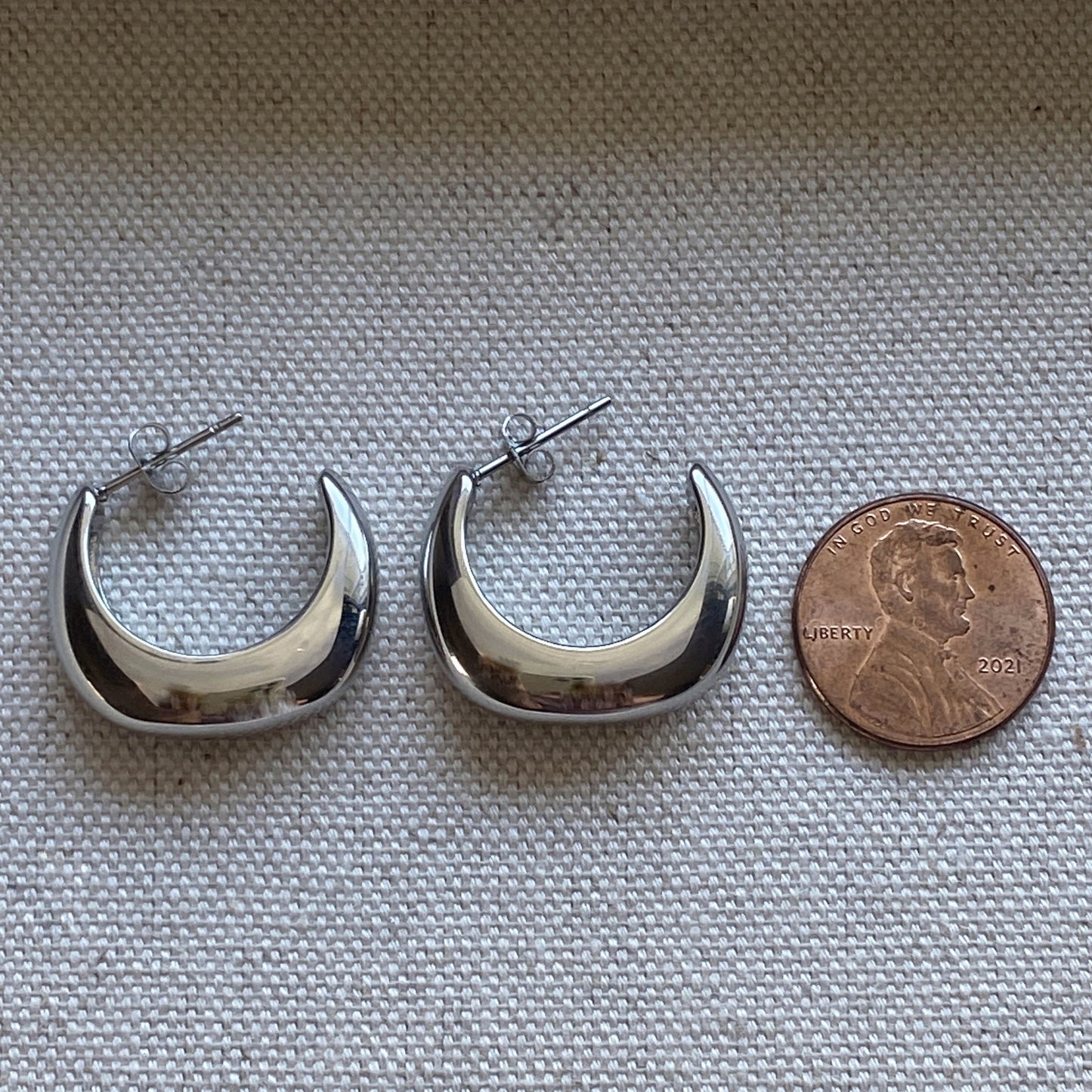 Chunky Hoop Earrings Stainless Steel Silver or Gold Waterproof Hoops