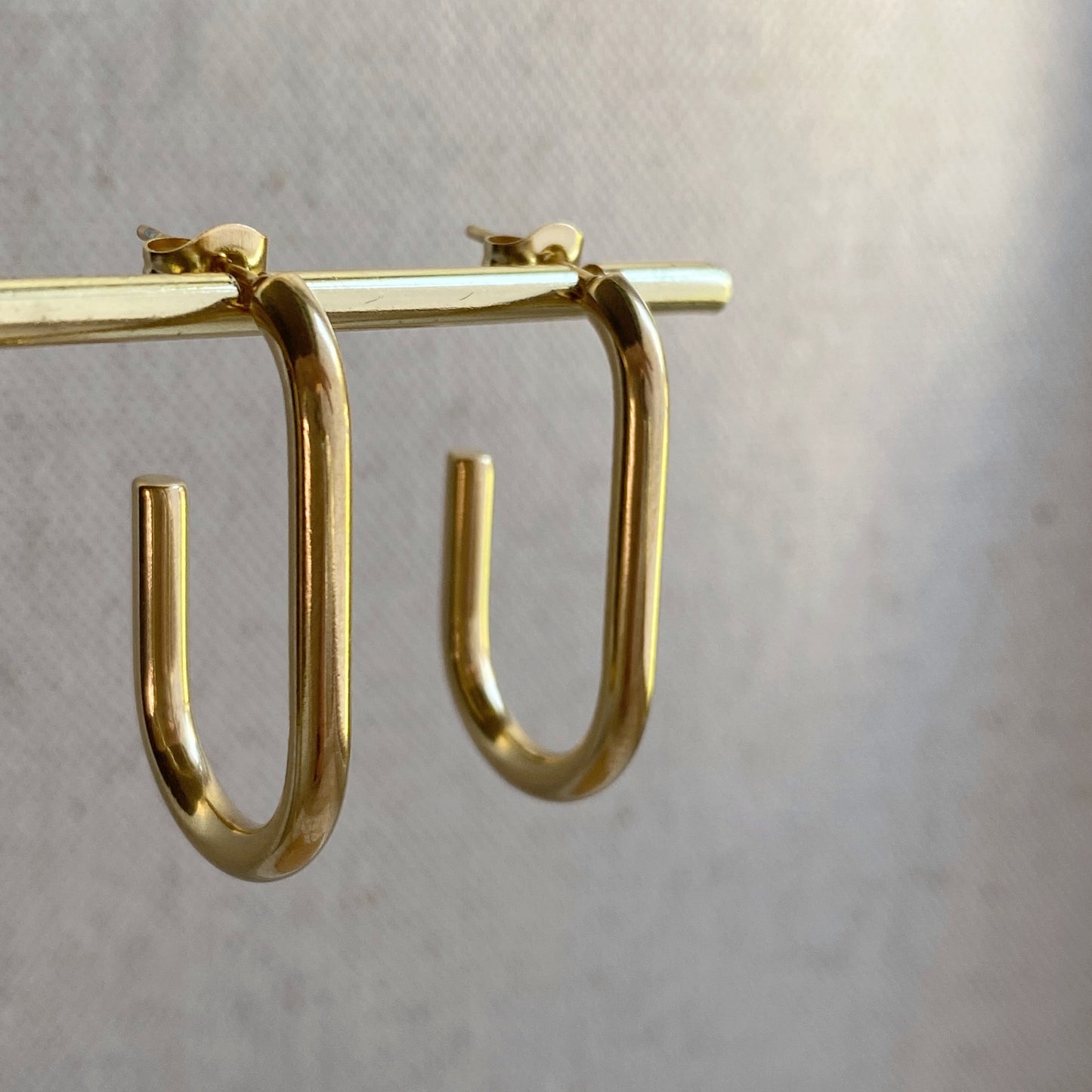 J Hoop Earrings Gold Stainless Steel Waterproof Hoops