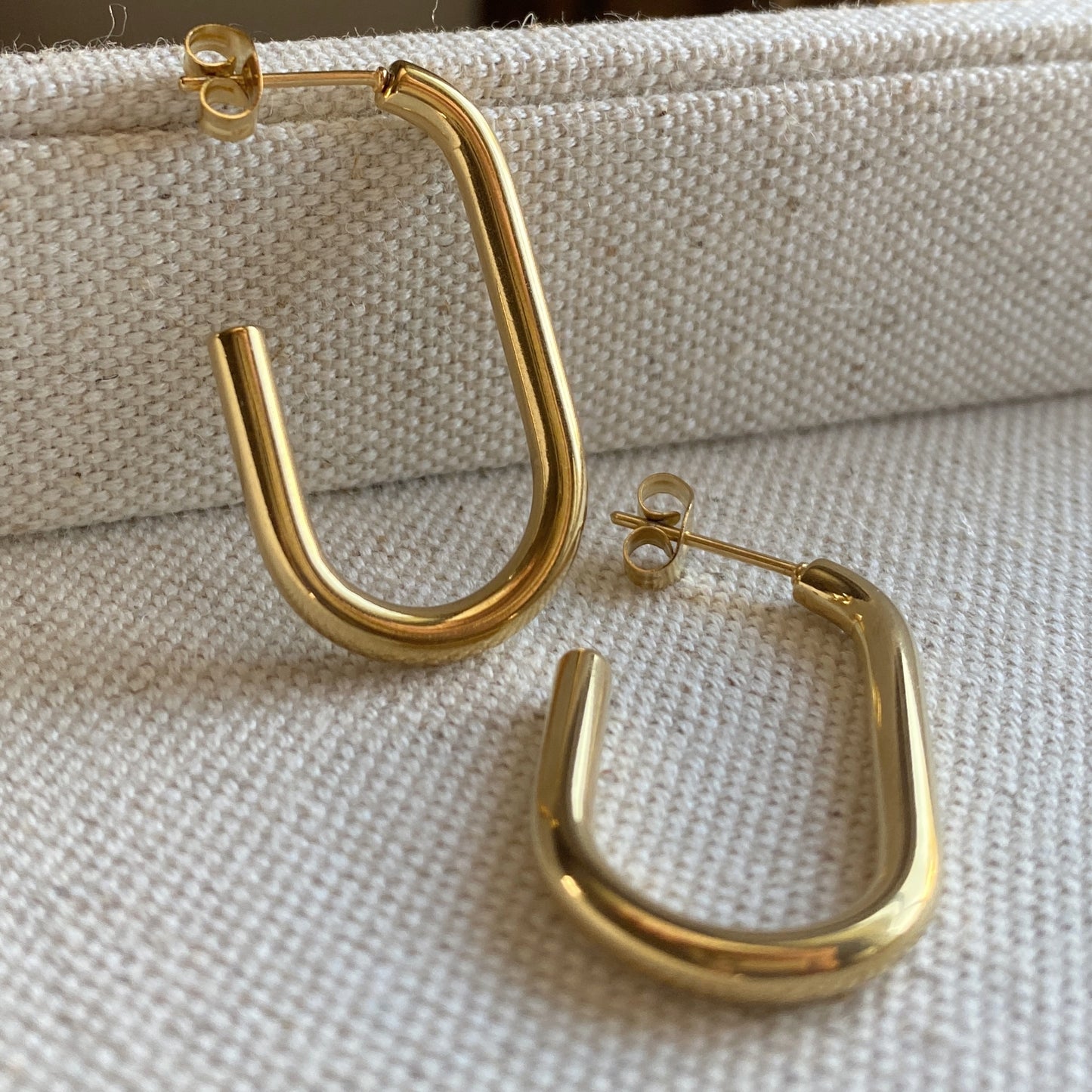 J Hoop Earrings Gold Stainless Steel Waterproof Hoops