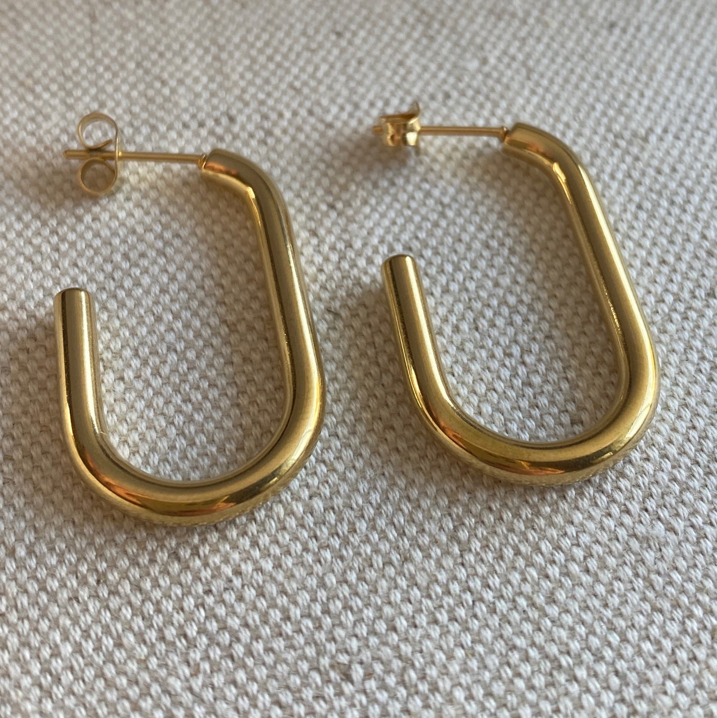 J Hoop Earrings Gold Stainless Steel Waterproof Hoops
