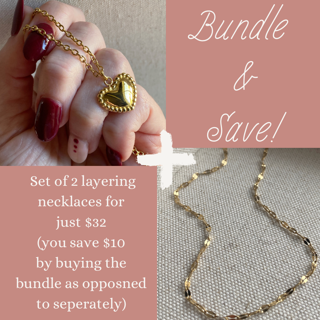 Gold Heart & Lace Chain Bundle