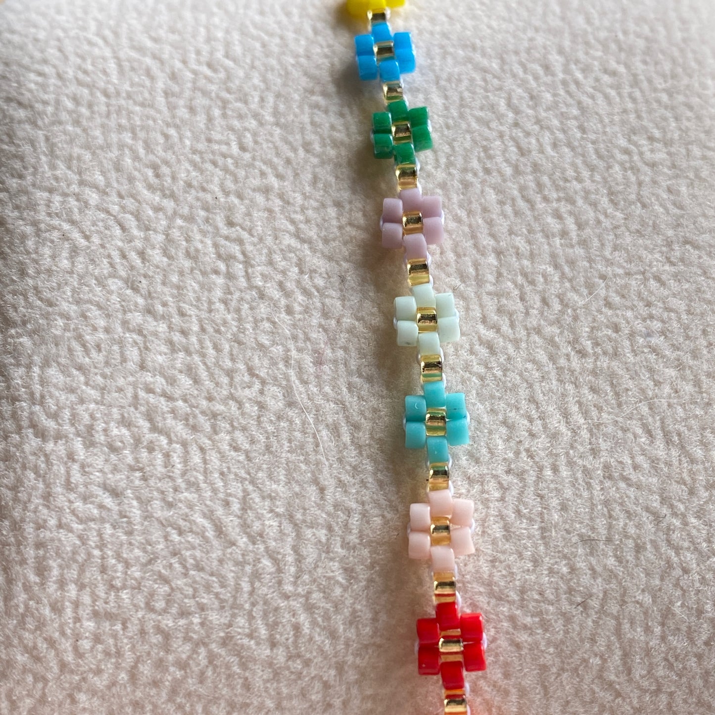 Rainbow Flower Beaded Adjustable Bracelet