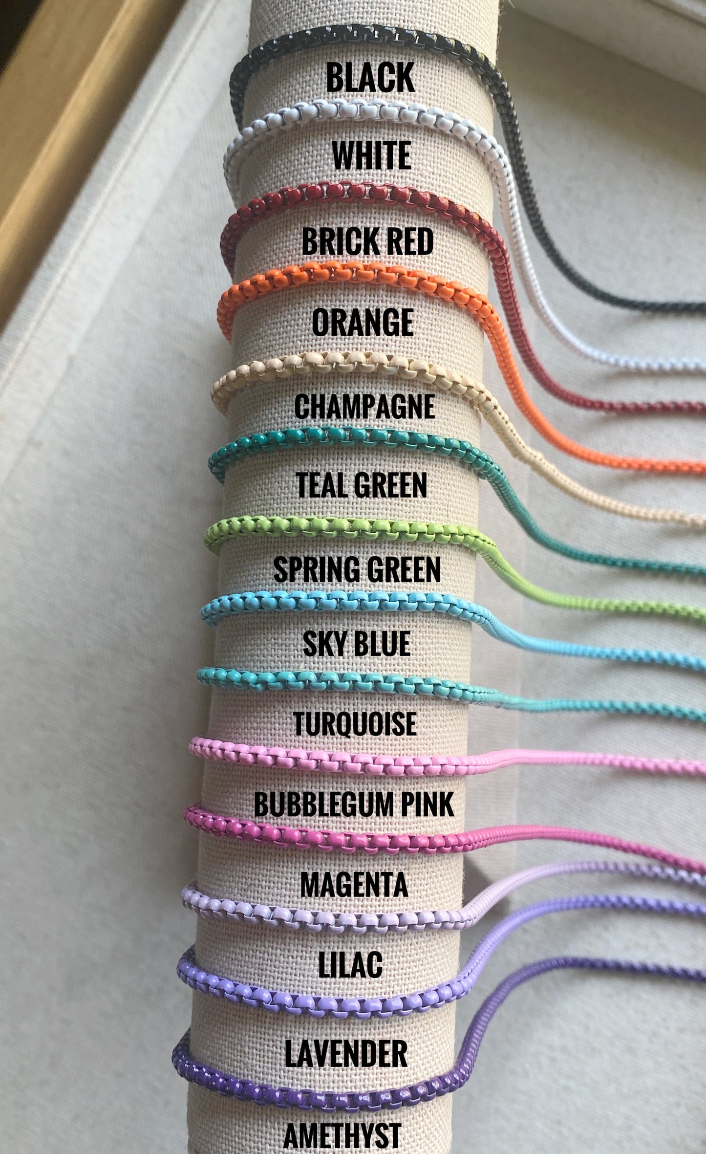 Enamel Box Chain Anklet Colorful Summer Adjustable Jewelry