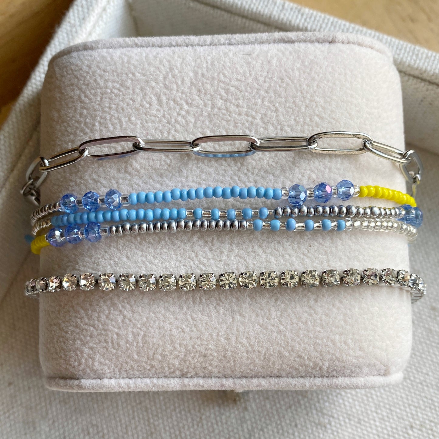 Blueberry Lemonade Seed Bead Adjustable 3 Strand Bracelet