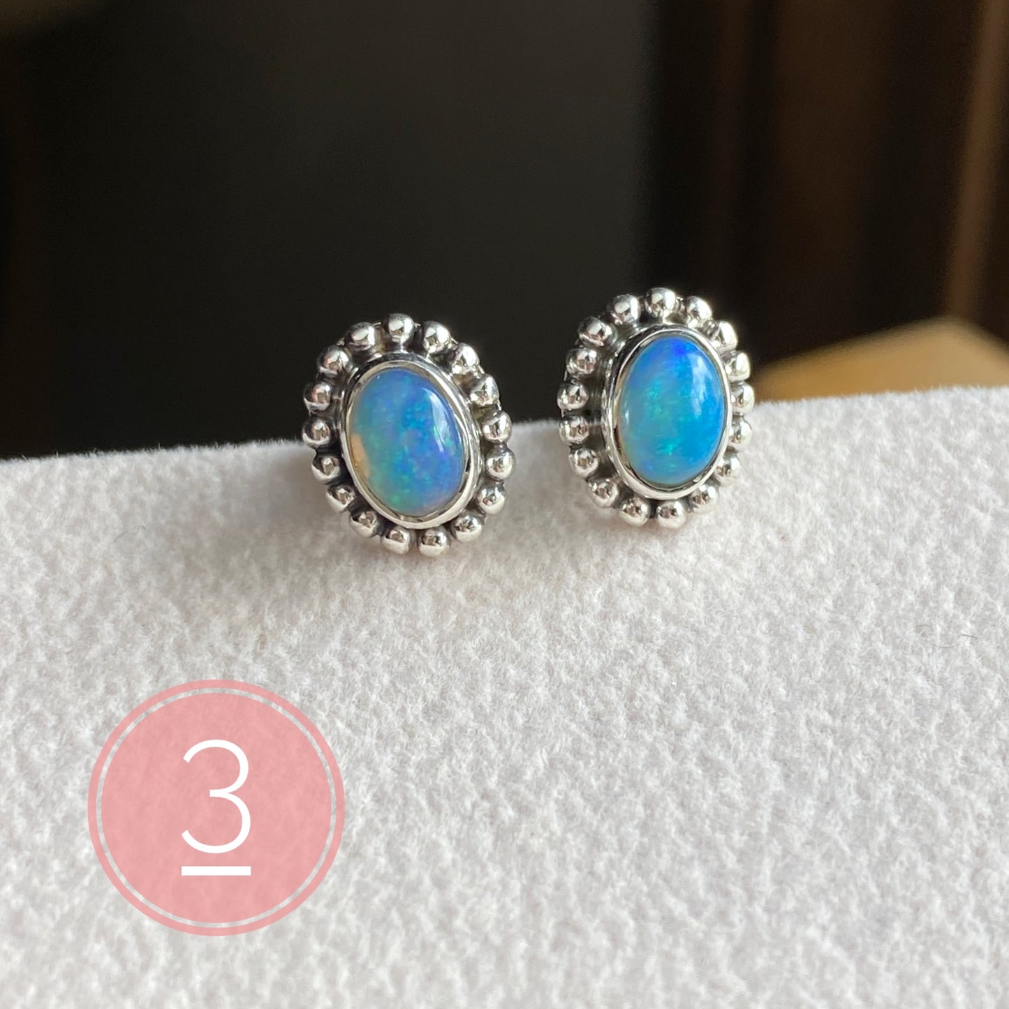 Natural Opal Stud Earrings Sterling Silver
