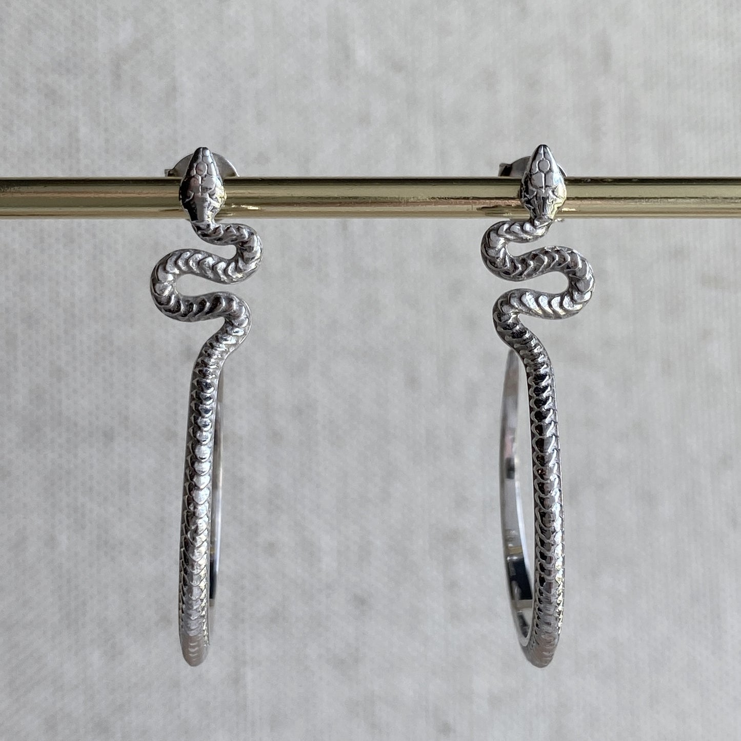 Snake Stud Earrings Sterling Silver Serpent Statement Hoops