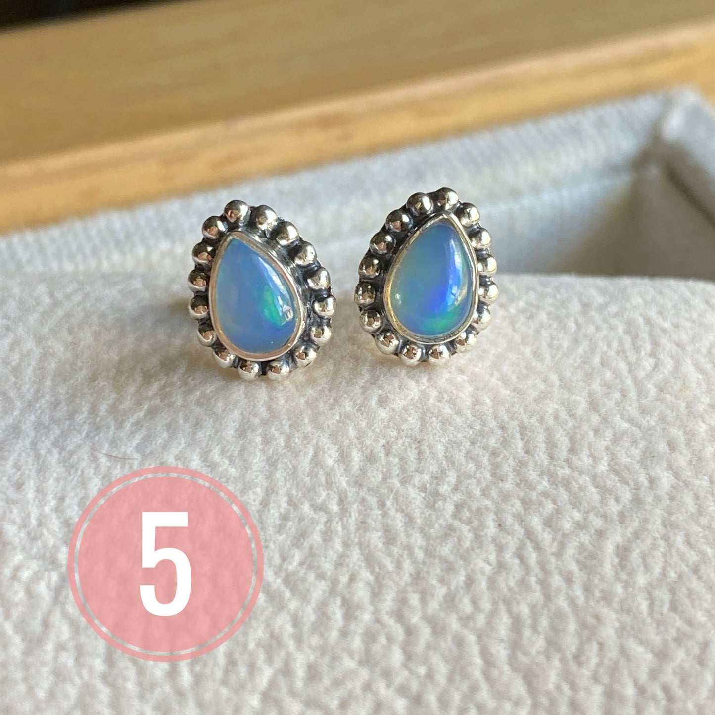 Natural Opal Stud Earrings Sterling Silver