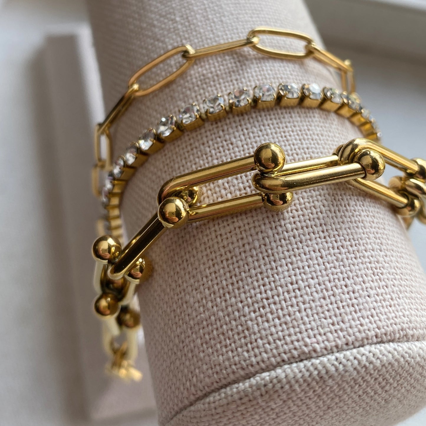 Chunky Gold Bracelet Horseshoe Chain Stainless Steel Waterproof Jewelry