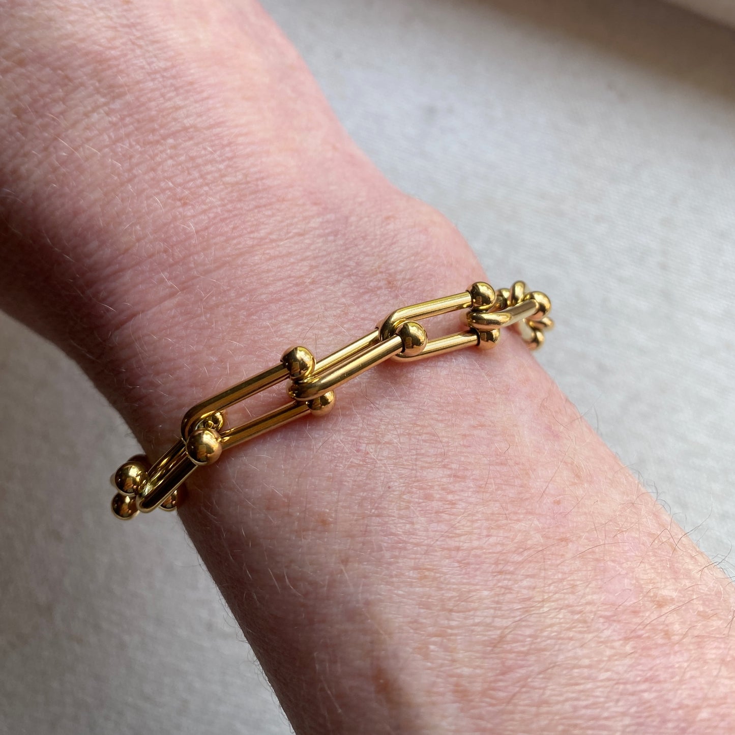 Chunky Gold Bracelet Horseshoe Chain Stainless Steel Waterproof Jewelry