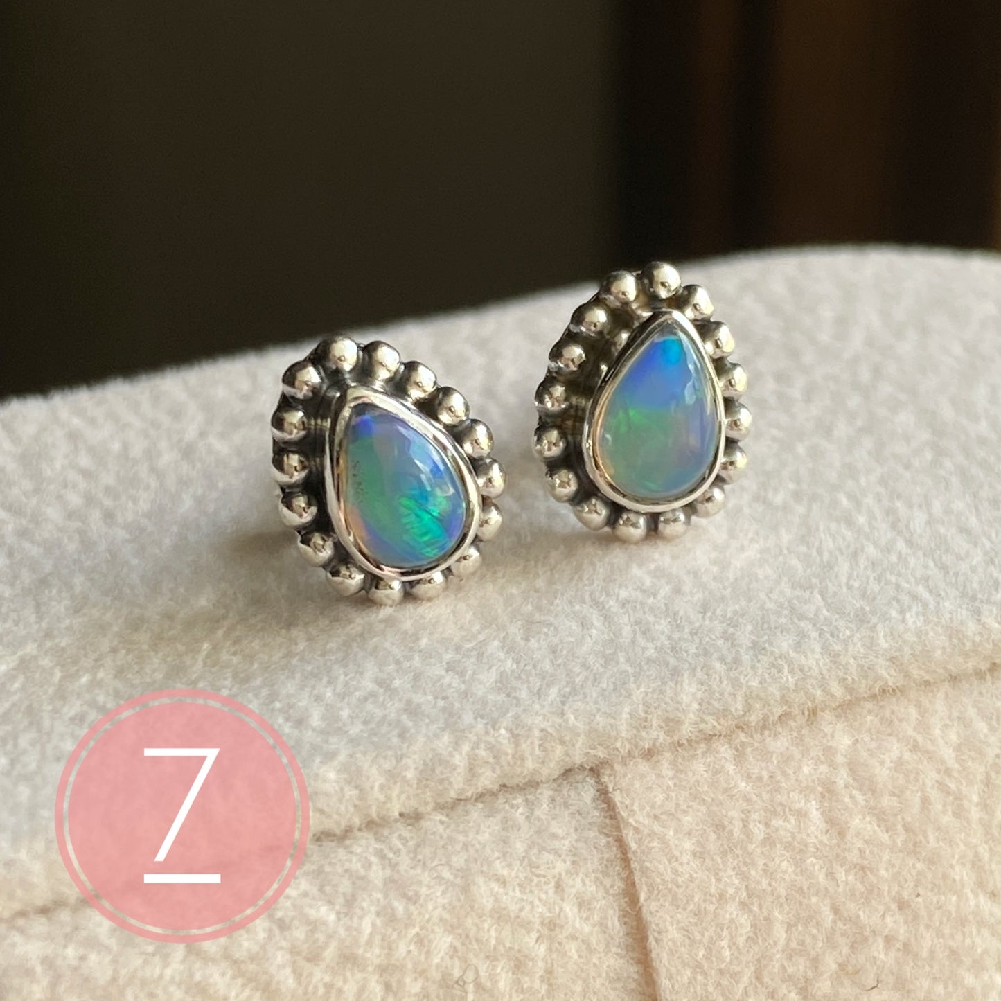 Natural Opal Stud Earrings Sterling Silver