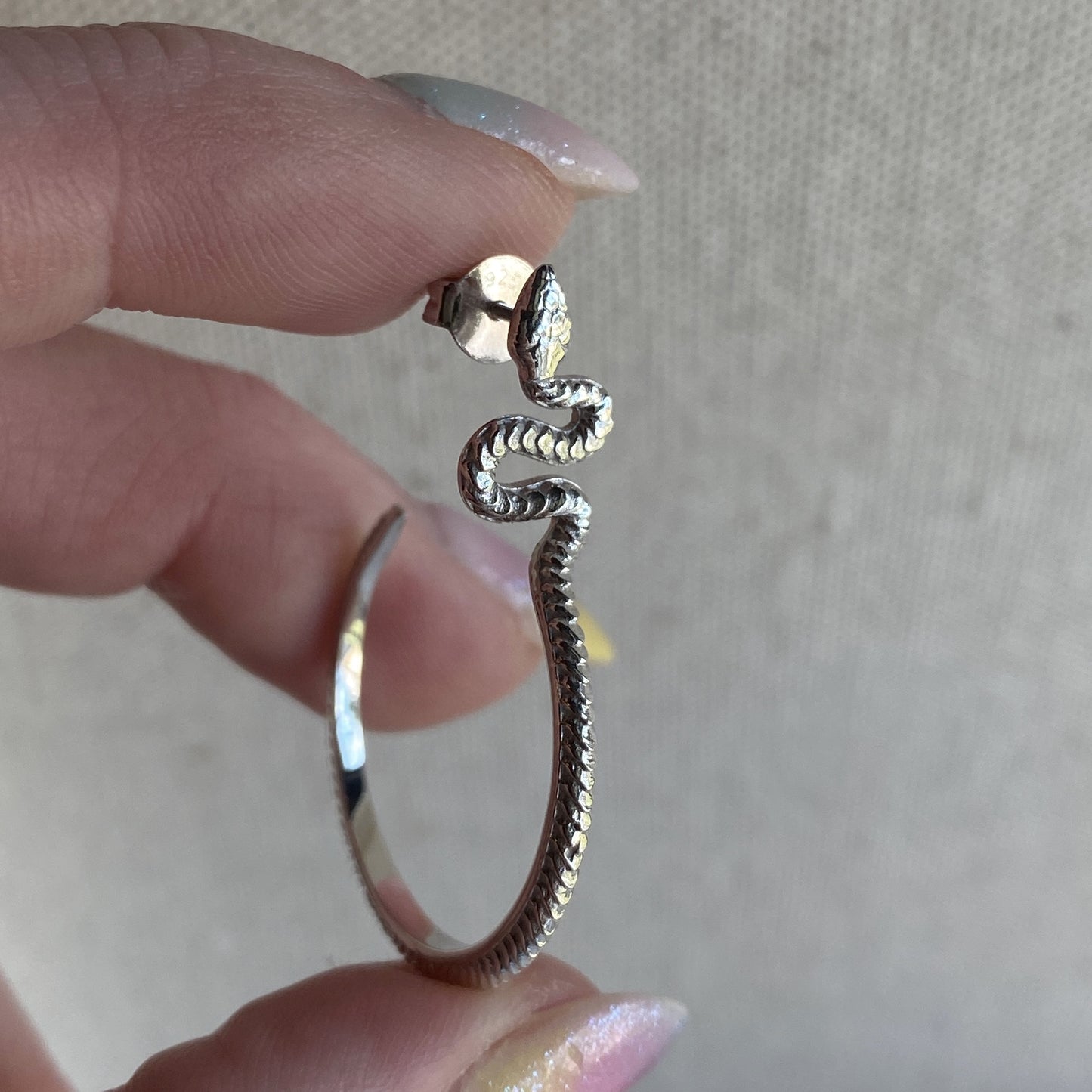 Snake Stud Earrings Sterling Silver Serpent Statement Hoops