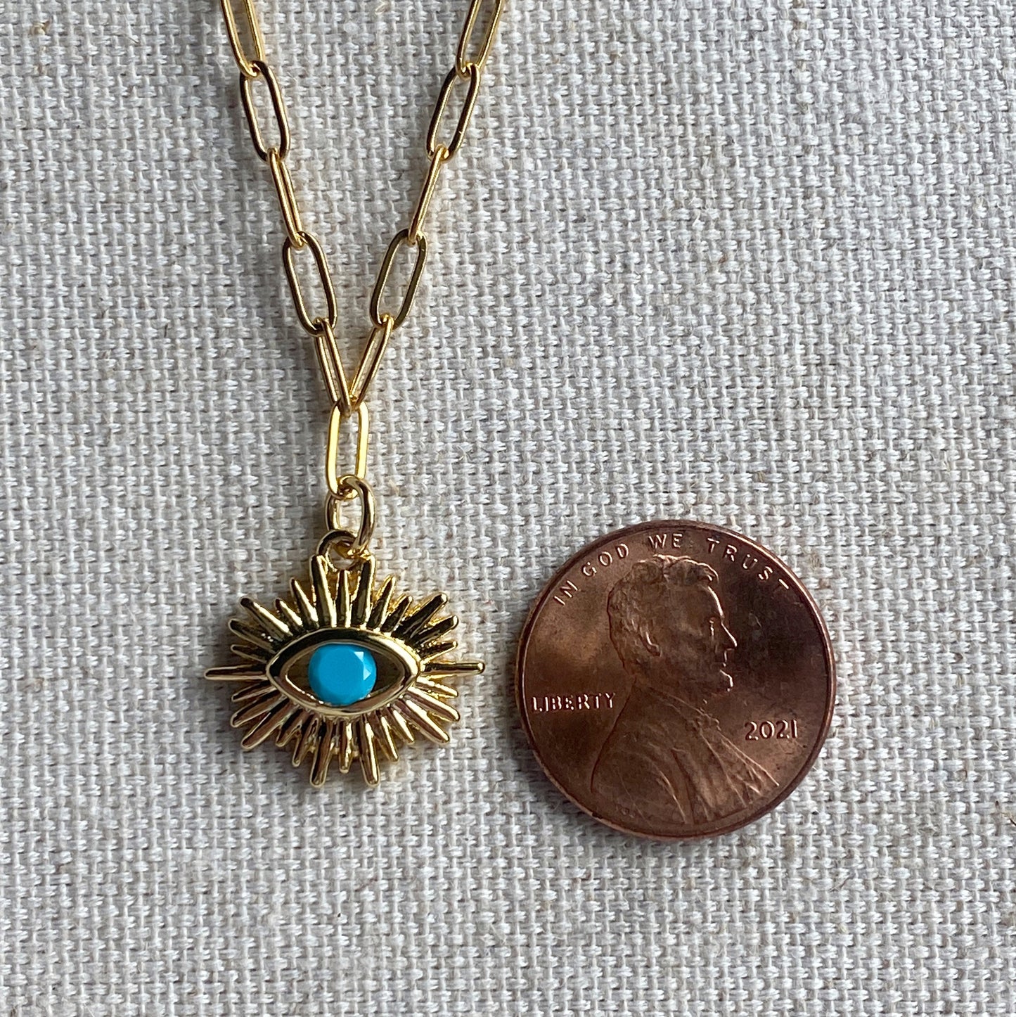 Eye Of Protection Gold Turquoise Evil Eye Dainty Paperclip Chain Jewelry