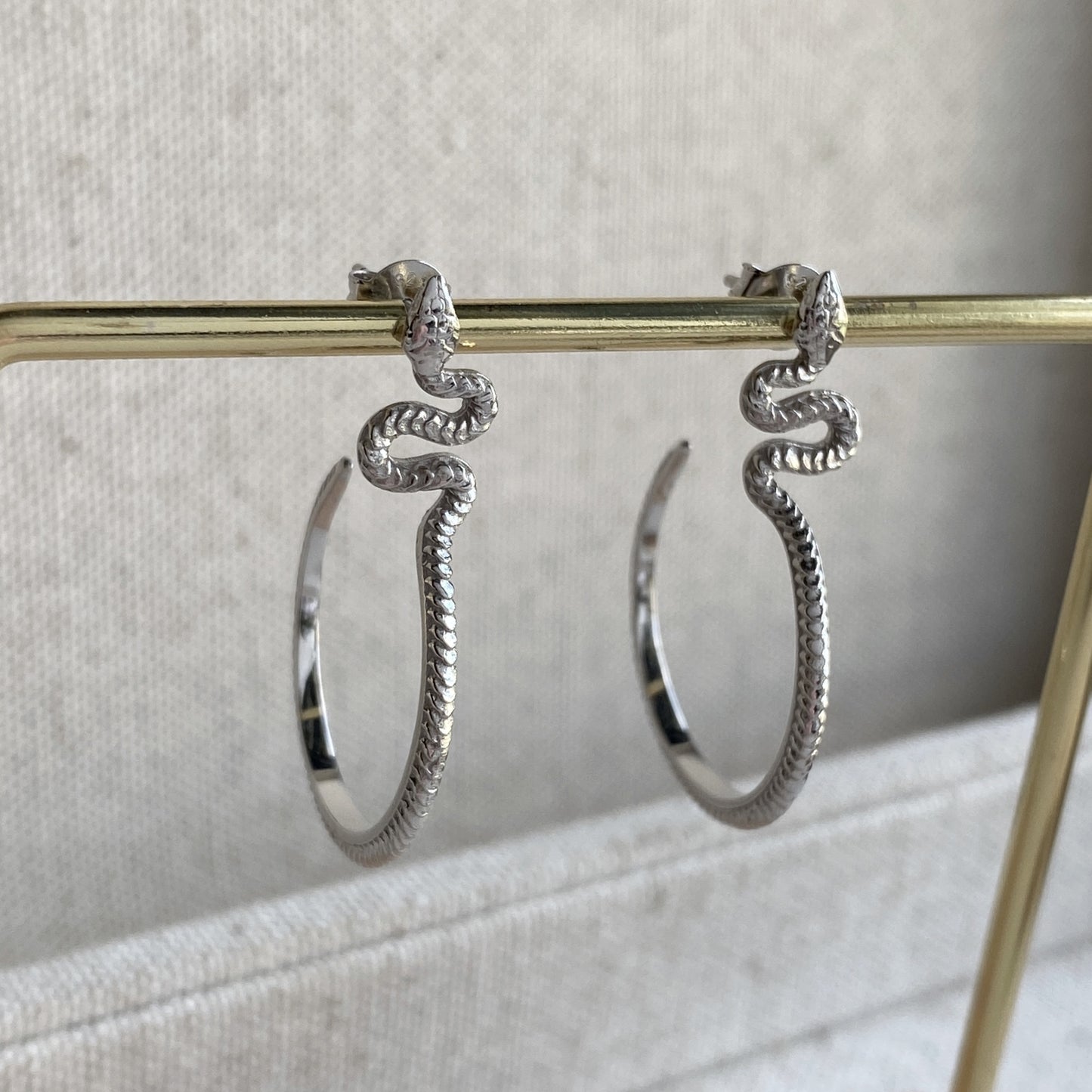 Snake Stud Earrings Sterling Silver Serpent Statement Hoops