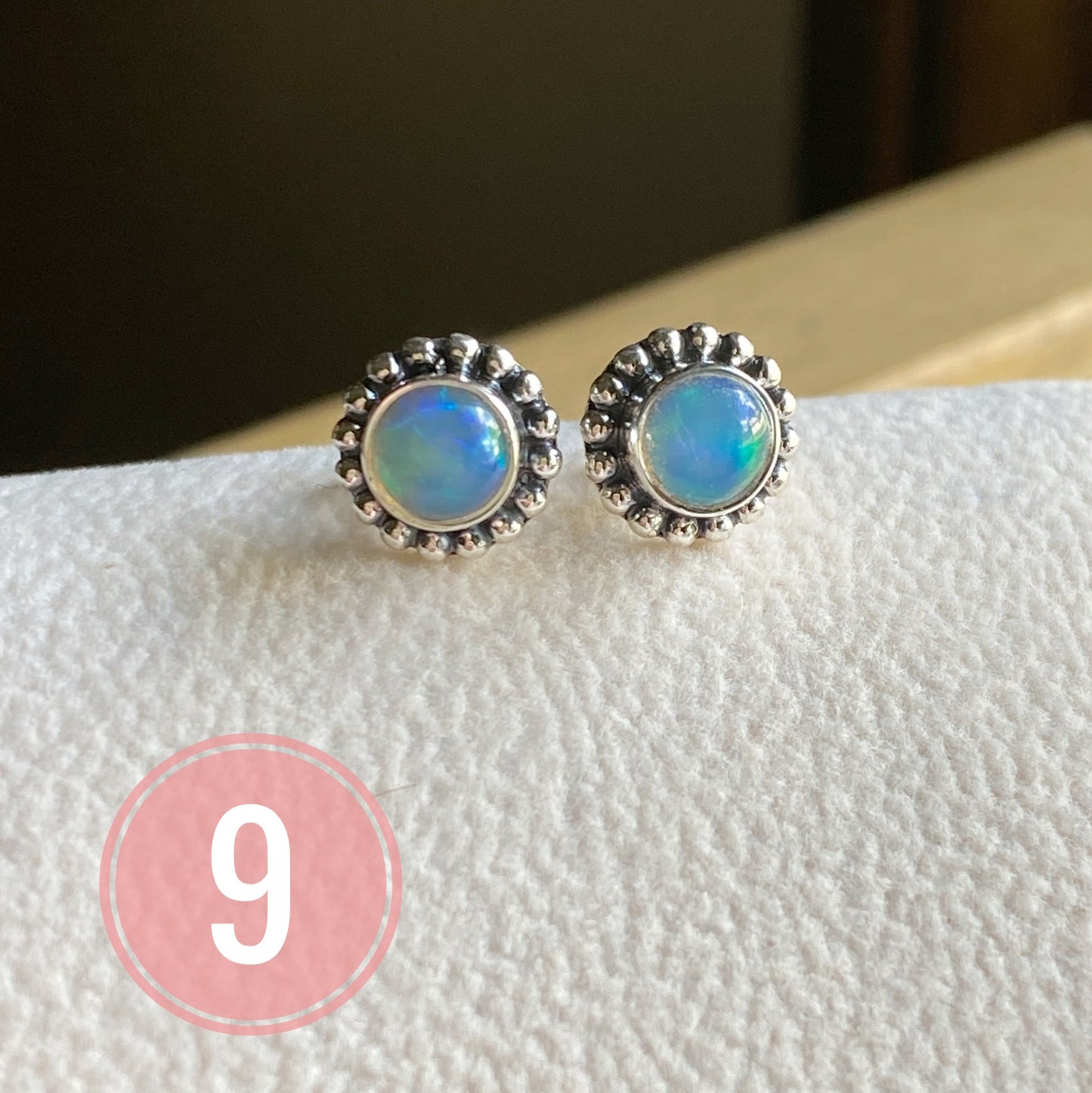 Natural Opal Stud Earrings Sterling Silver