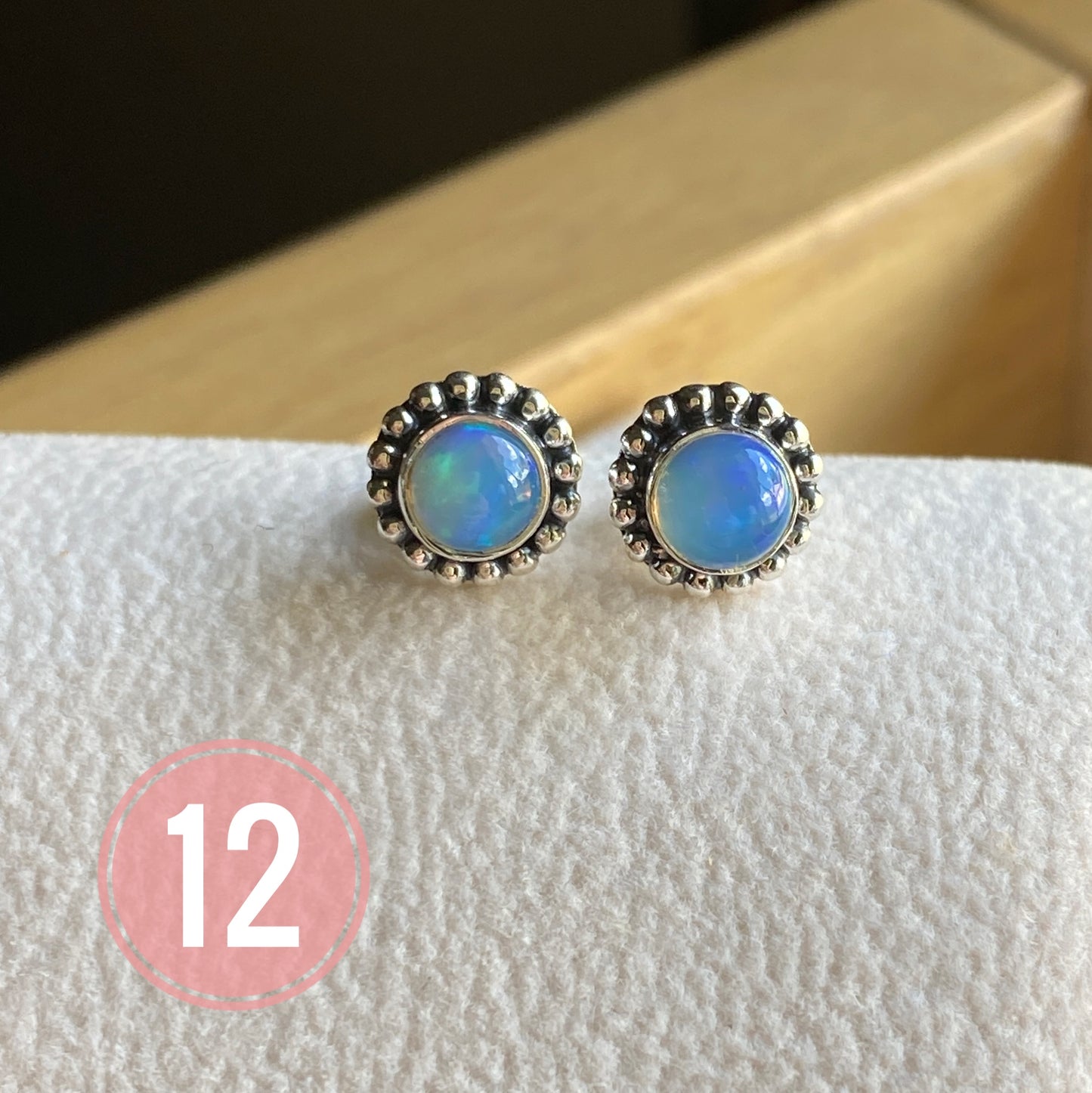 Natural Opal Stud Earrings Sterling Silver