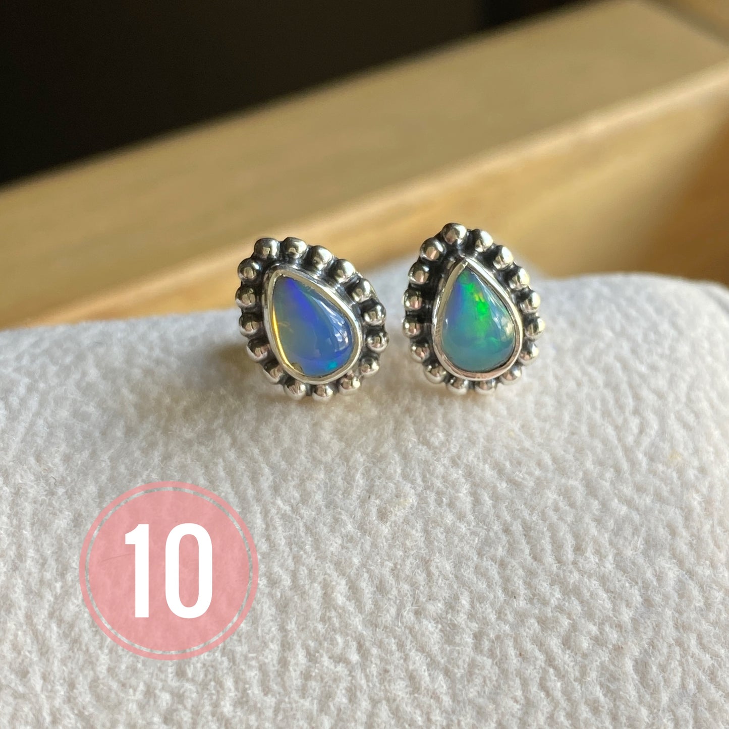 Natural Opal Stud Earrings Sterling Silver