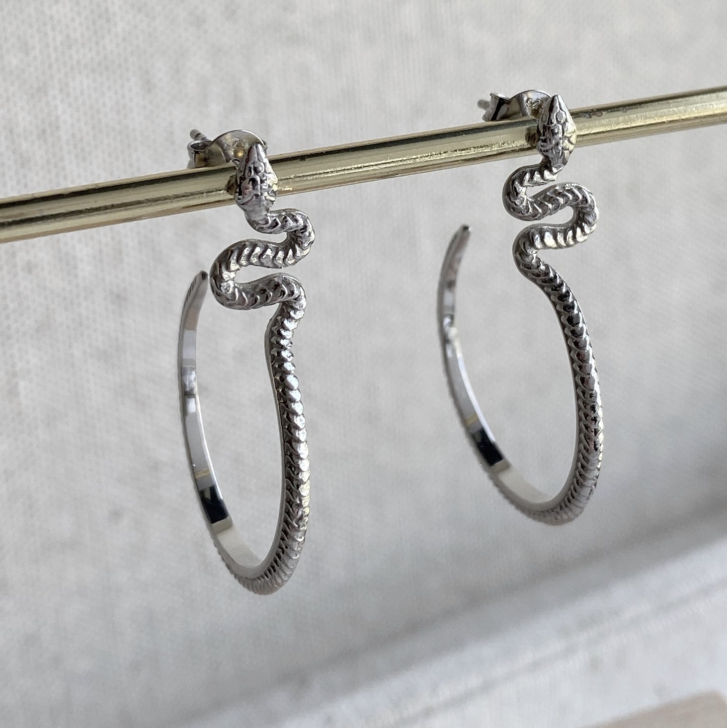 Snake Stud Earrings Sterling Silver Serpent Statement Hoops