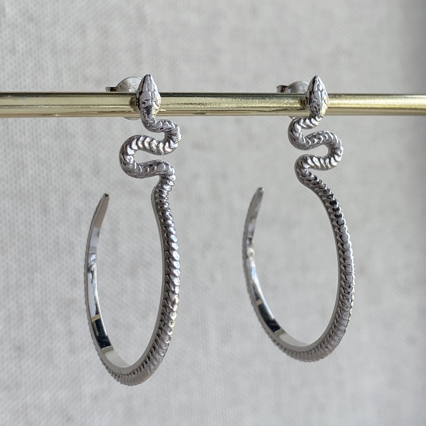 Snake Stud Earrings Sterling Silver Serpent Statement Hoops