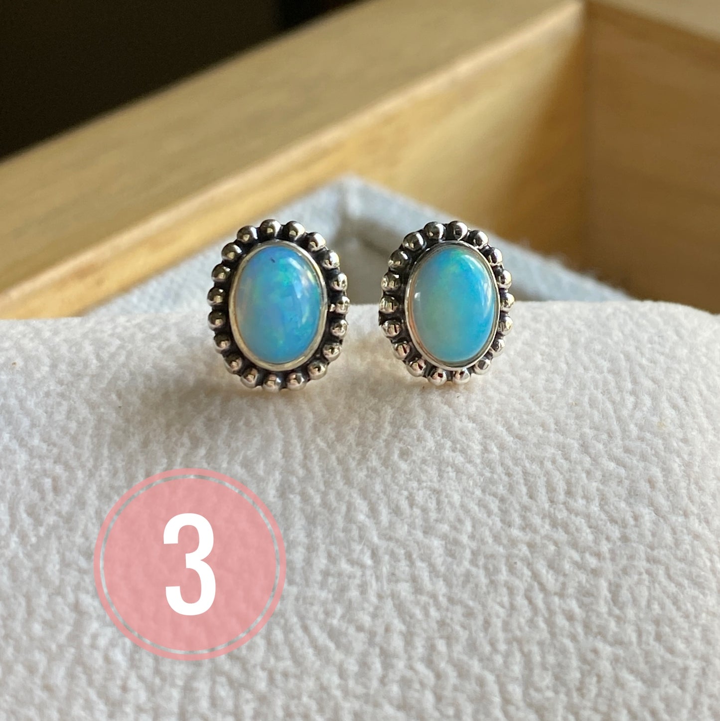 Natural Opal Stud Earrings Sterling Silver