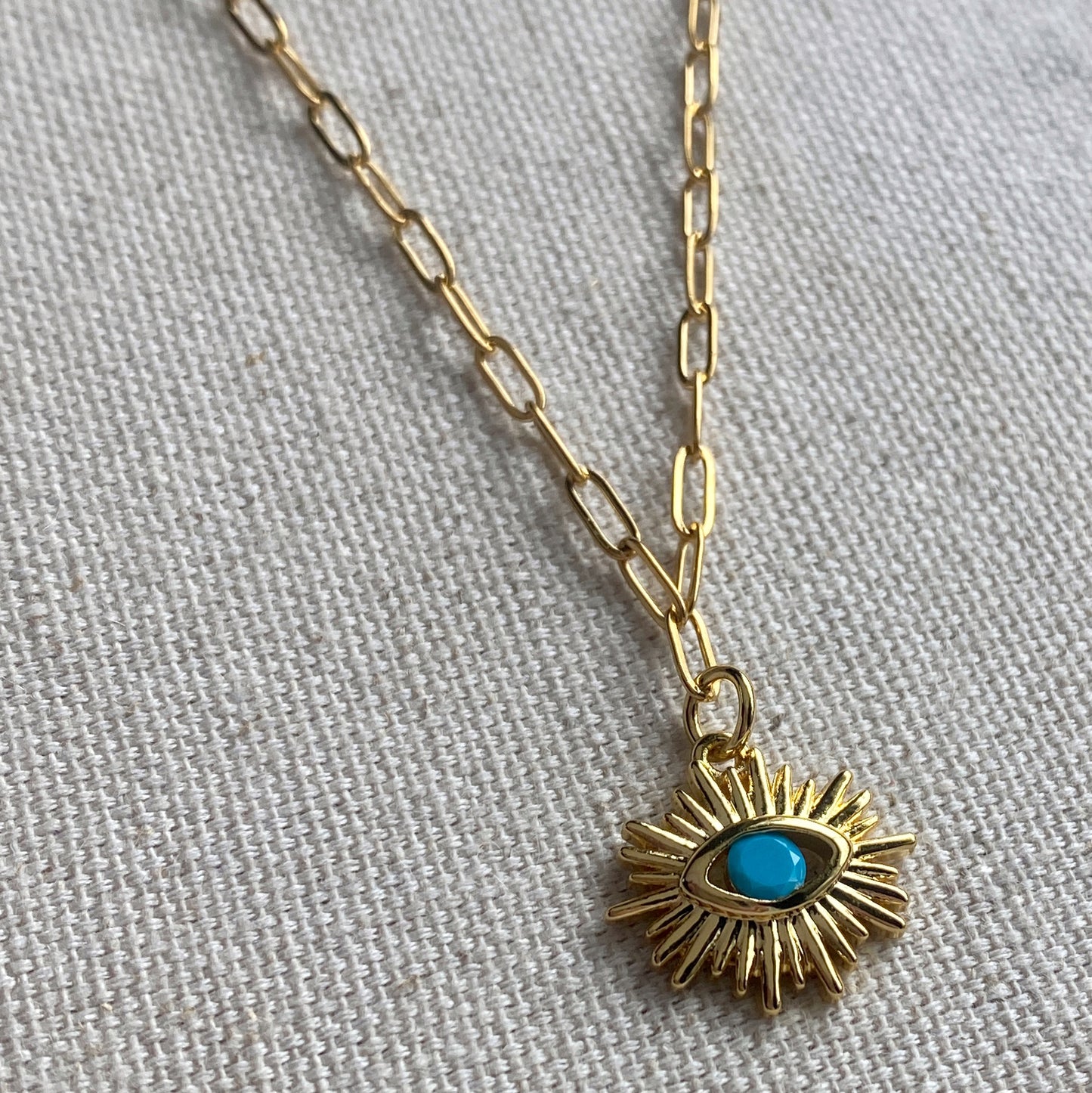Eye Of Protection Gold Turquoise Evil Eye Dainty Paperclip Chain Jewelry