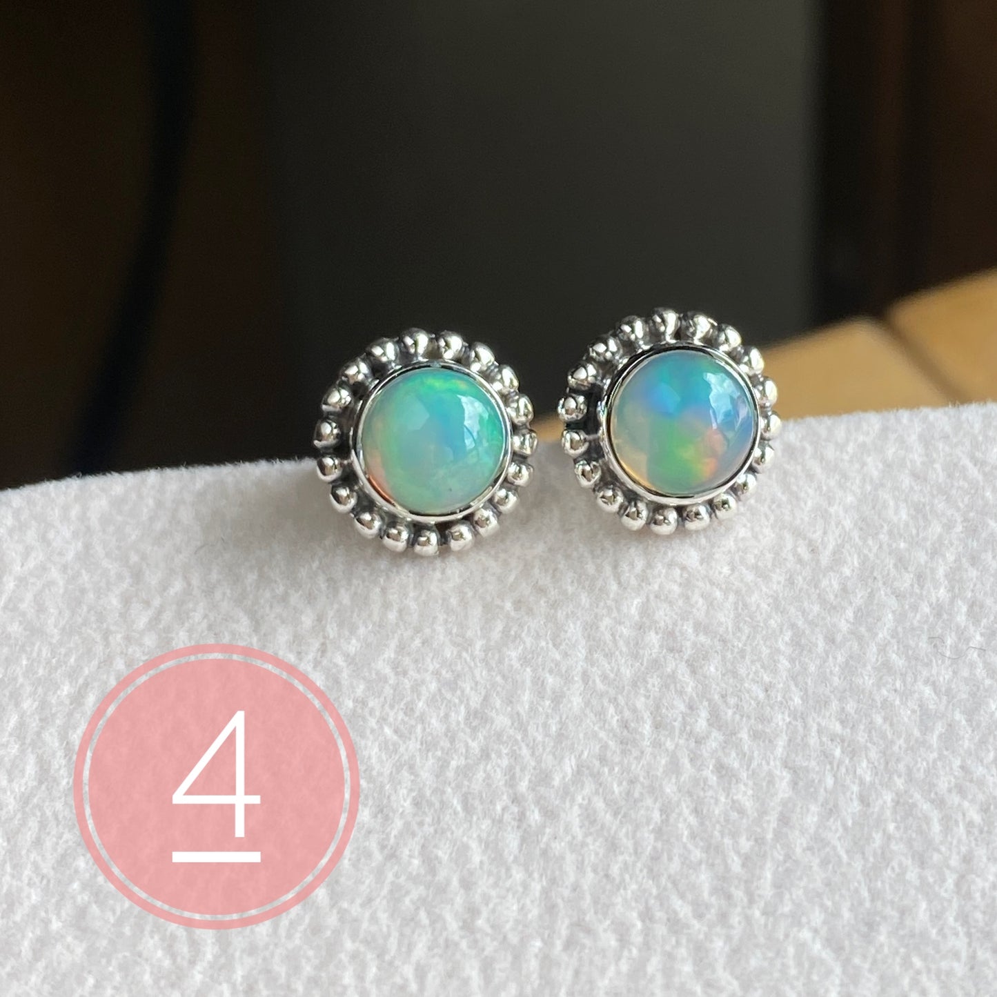 Natural Opal Stud Earrings Sterling Silver