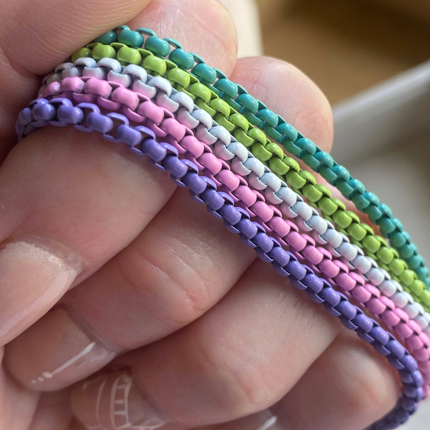 Enamel Box Chain Anklet Colorful Summer Adjustable Jewelry