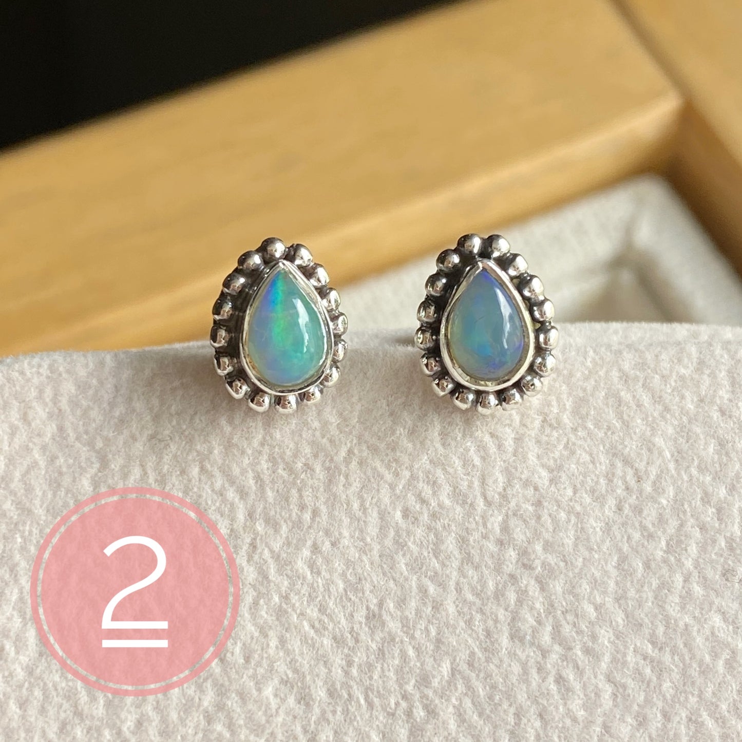 Natural Opal Stud Earrings Sterling Silver