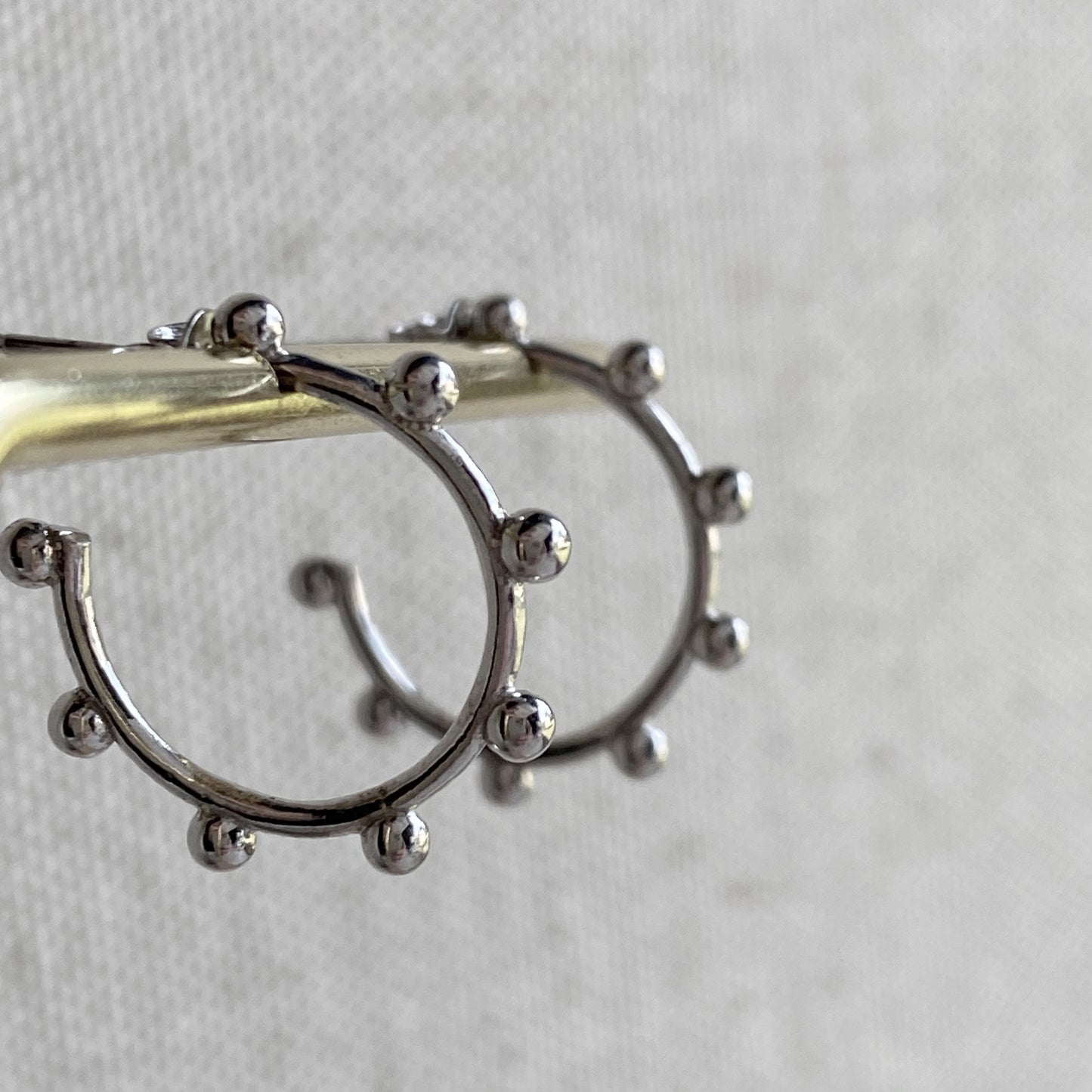 Dot Hoops Sterling Silver Stud Half Hoop Earrings
