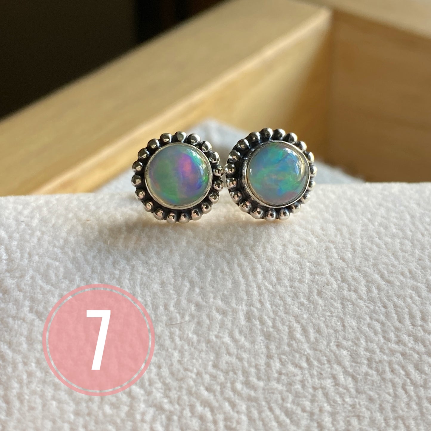 Natural Opal Stud Earrings Sterling Silver