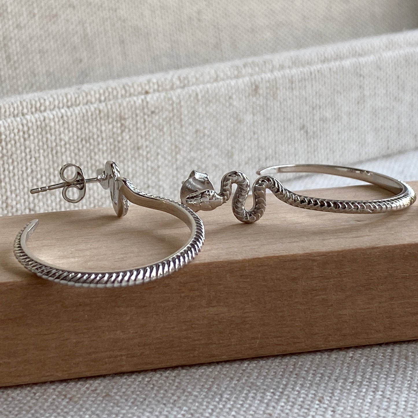 Snake Stud Earrings Sterling Silver Serpent Statement Hoops