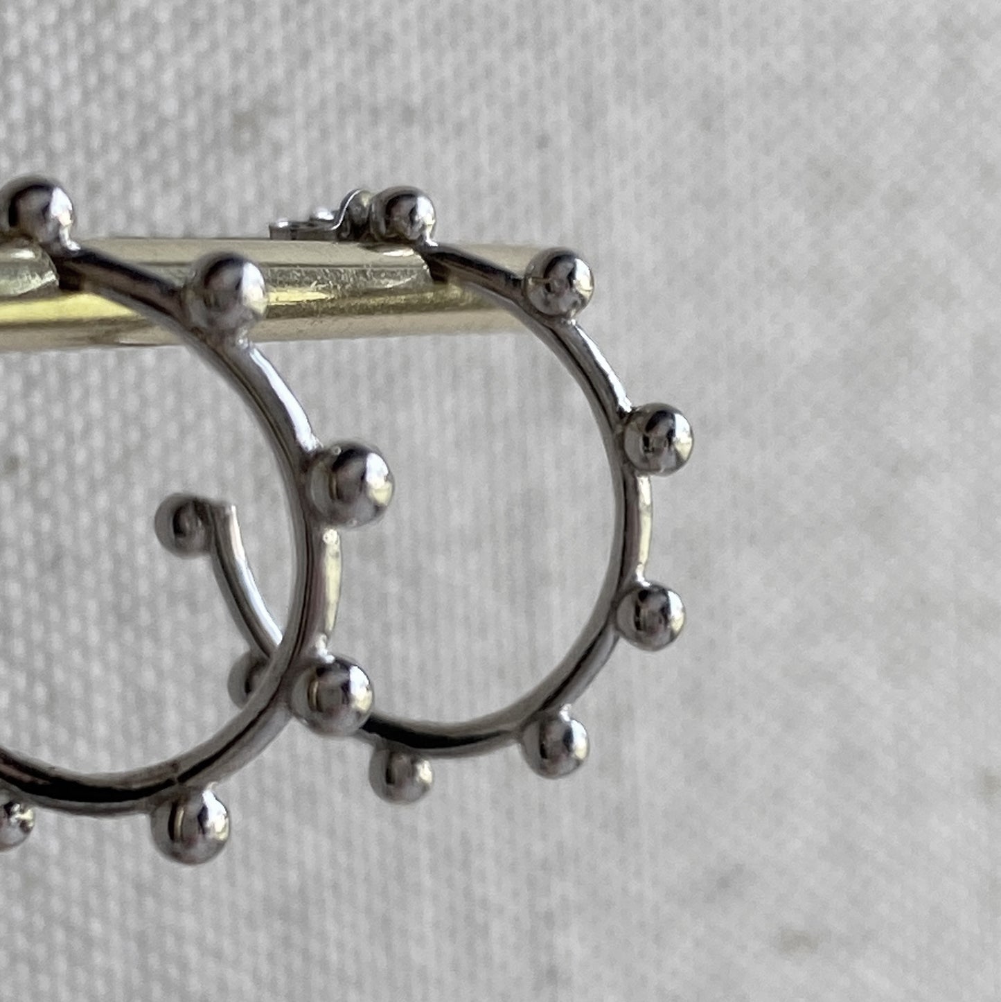 Dot Hoops Sterling Silver Stud Half Hoop Earrings