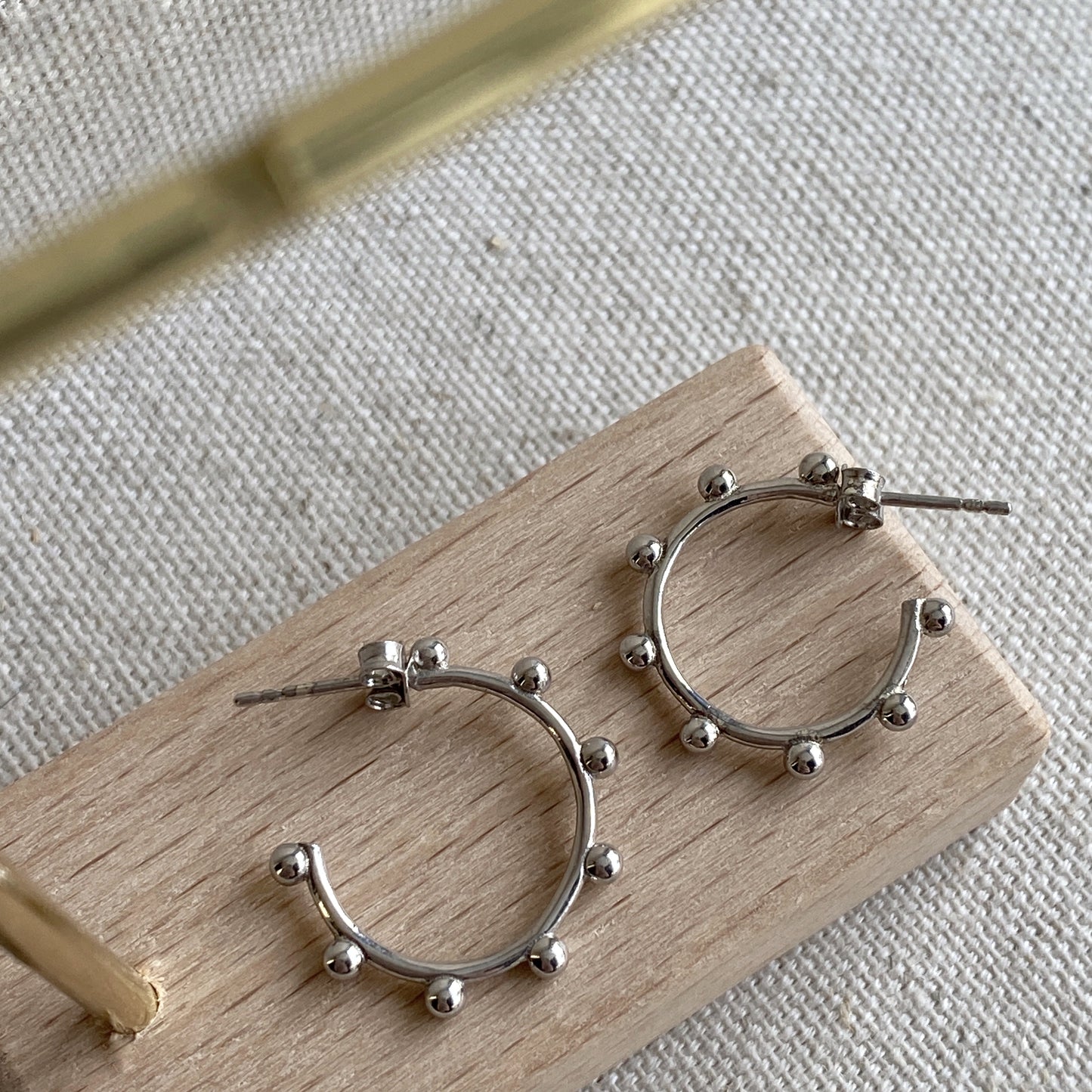 Dot Hoops Sterling Silver Stud Half Hoop Earrings