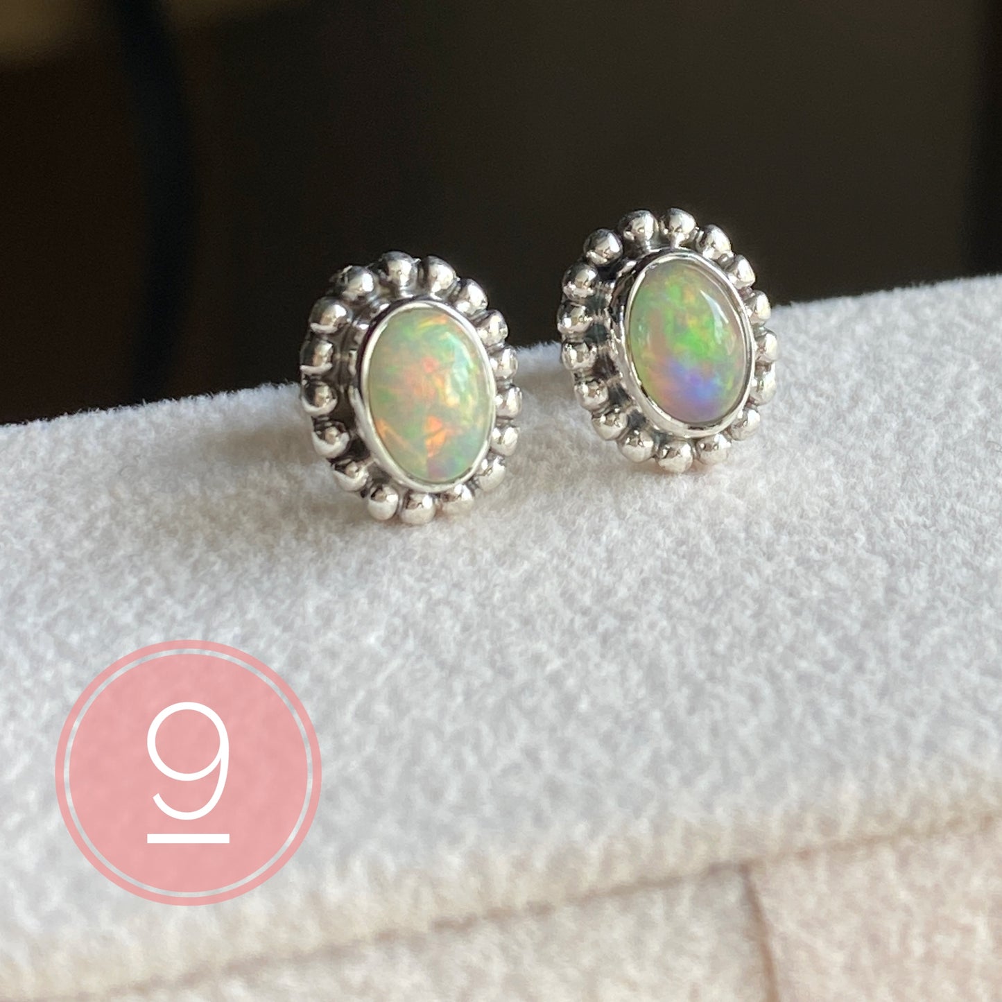 Natural Opal Stud Earrings Sterling Silver