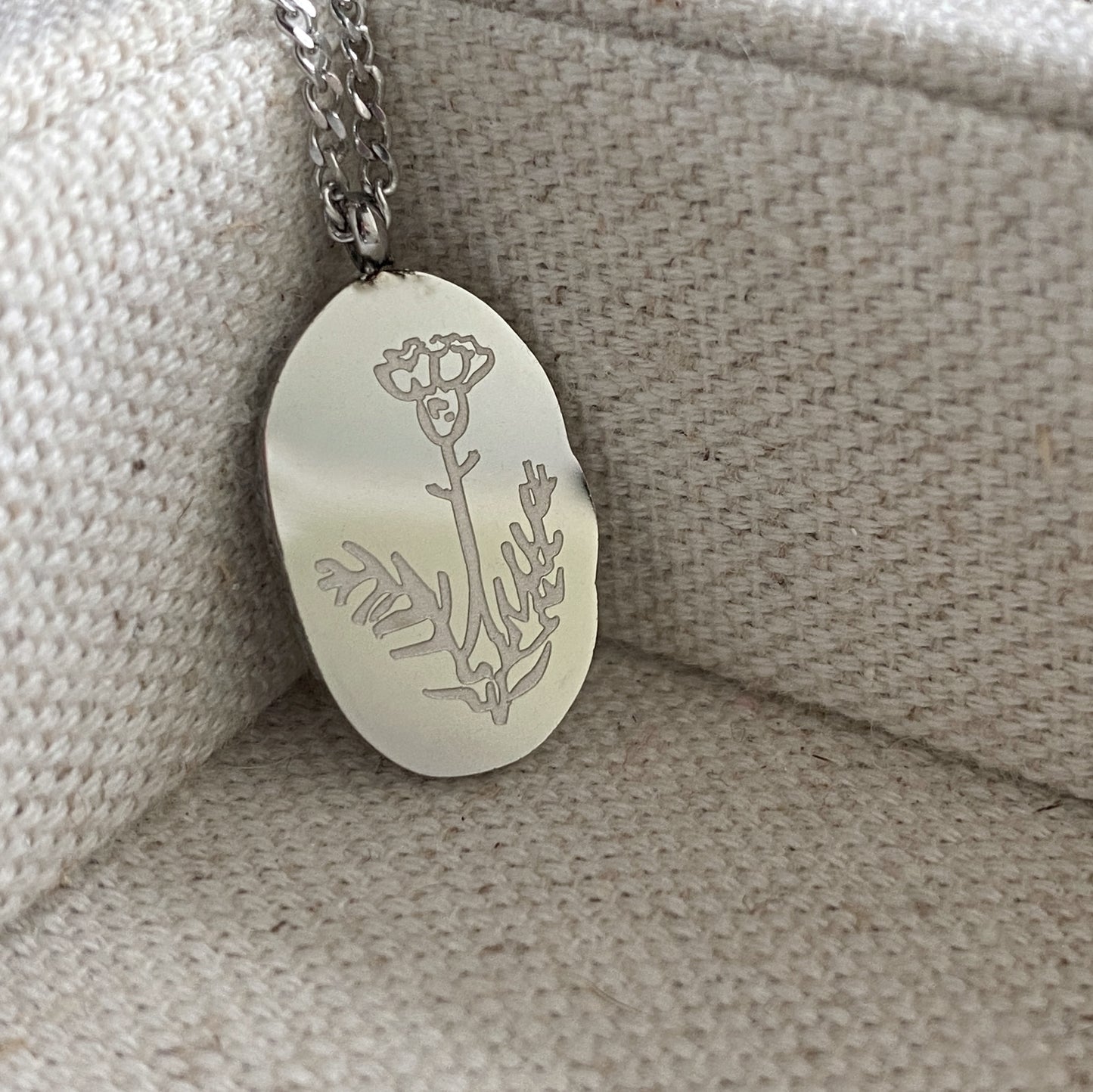 Birth Flower Necklace Silver Stainless Steel Waterproof Jewelry
